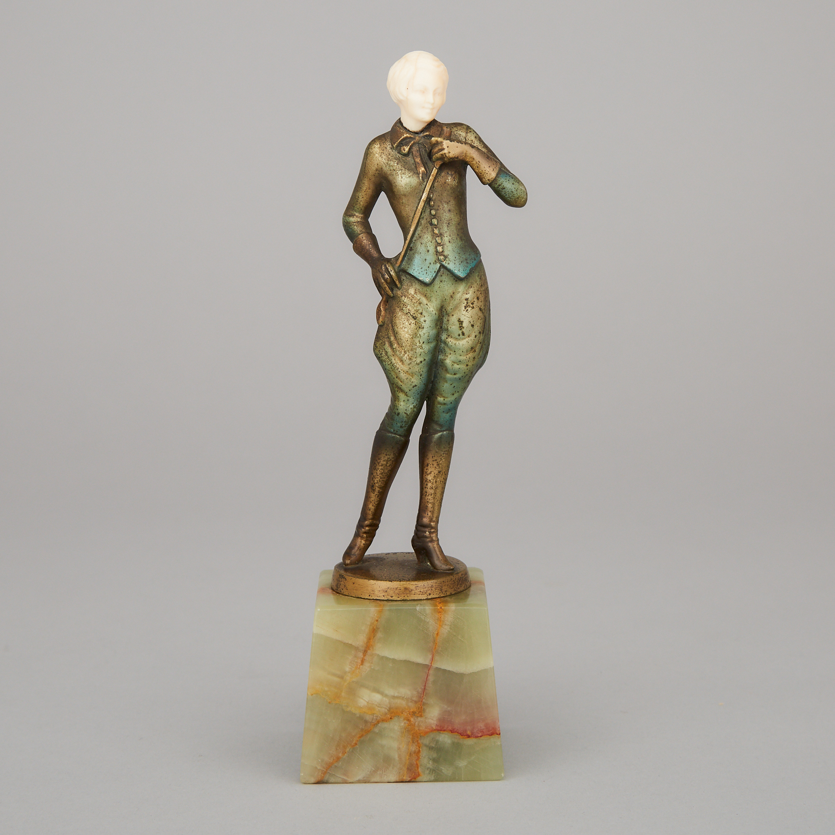 French Art Deco Figure of a Young Woman in a Riding Habit with Crop, c.1925