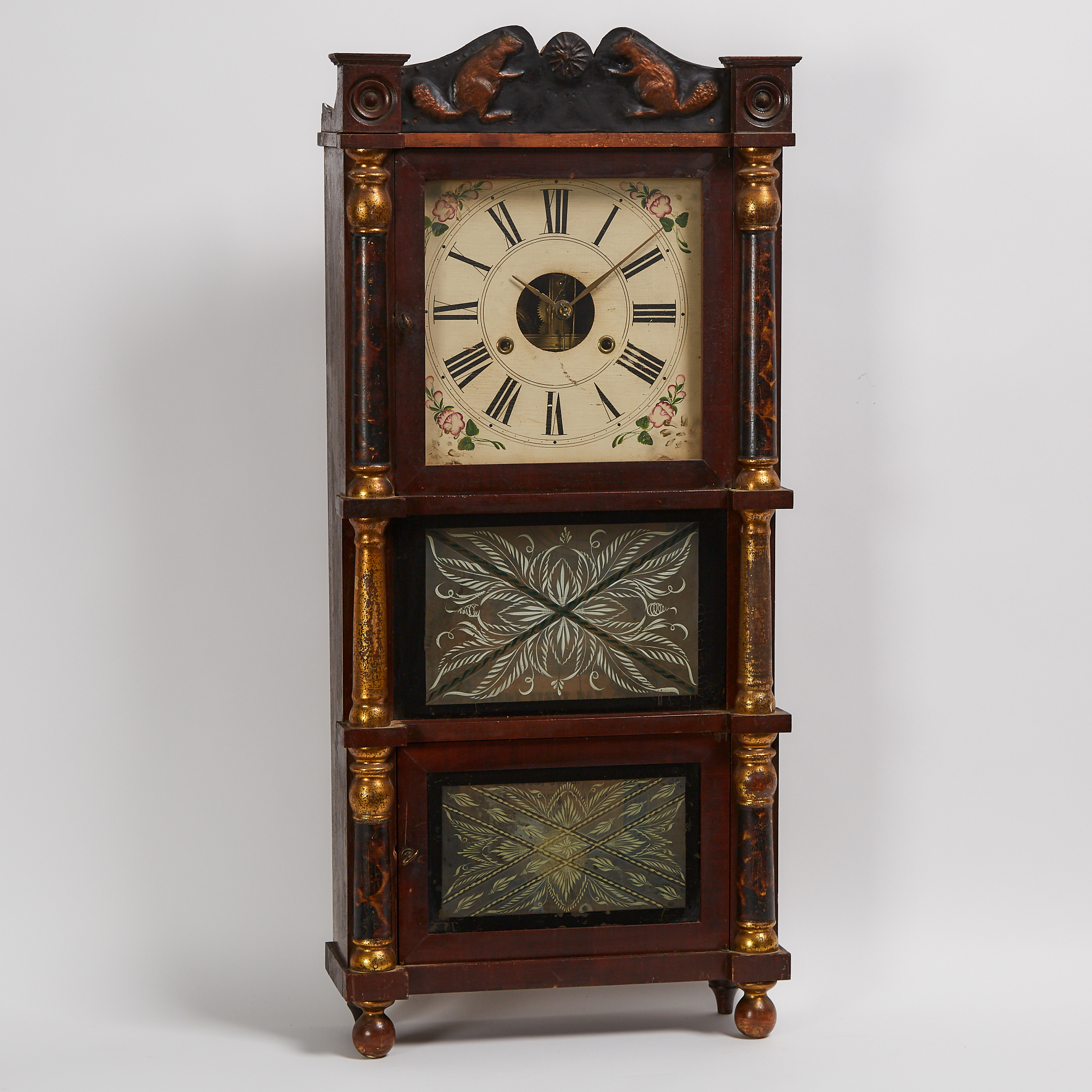 American 'Triple-Decker' Shelf Clock, Birge & Fuller, Bristol, Conn.,  c.1830