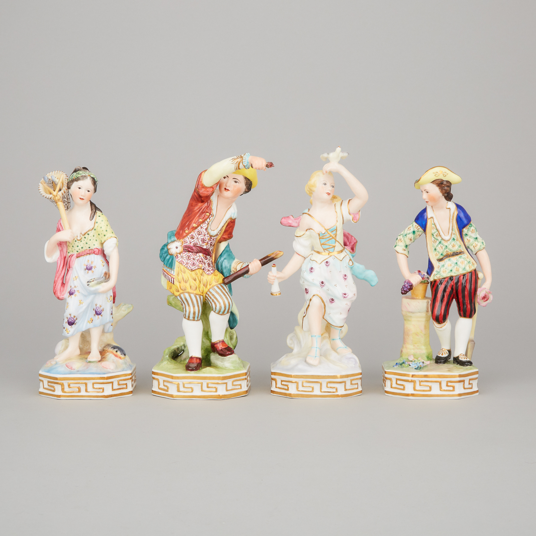 Four Stevenson & Hancock Derby Figures of the Elements, late 19th/early 20th century