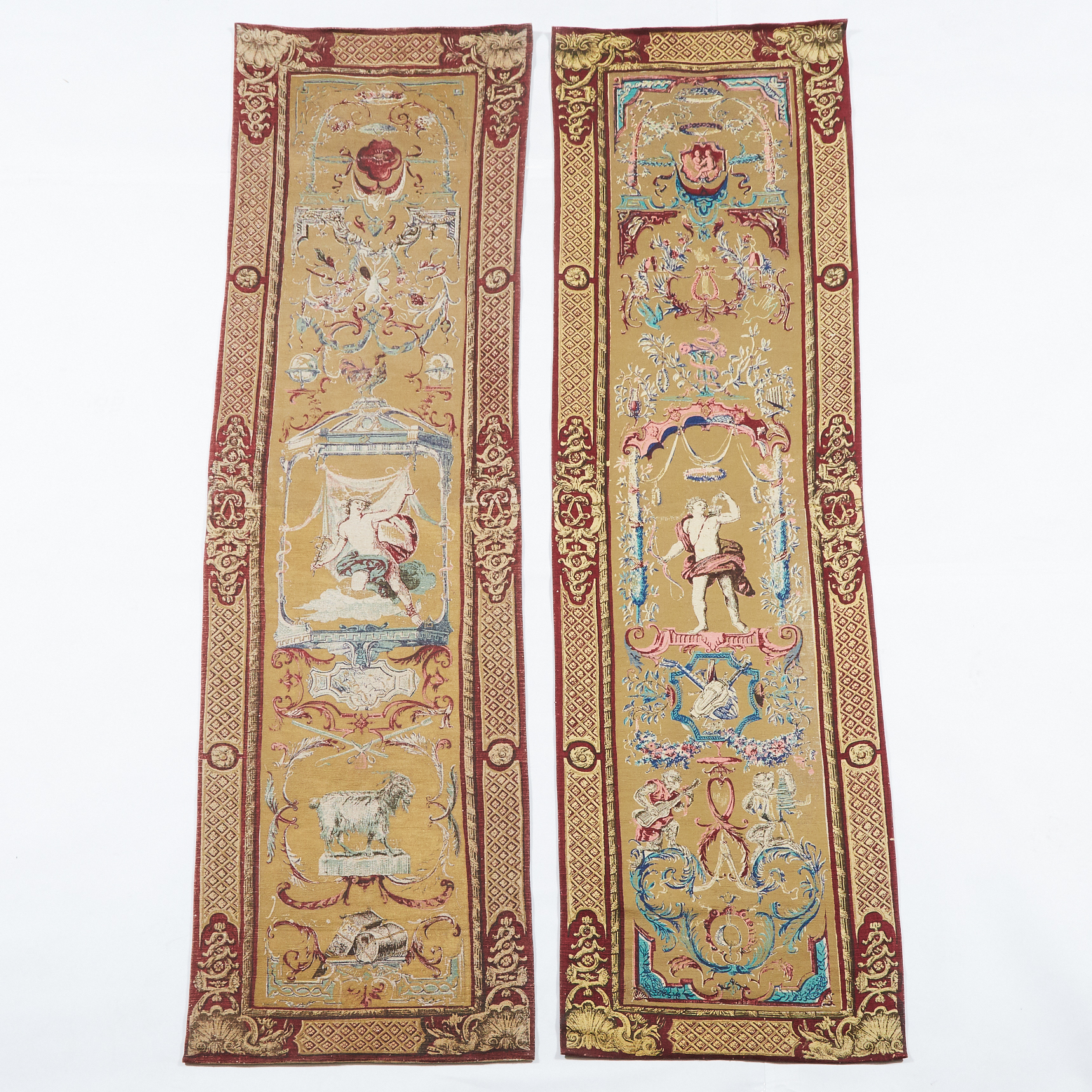 Pair of French Printed Neo Classical Tapestry Panels, 20th century