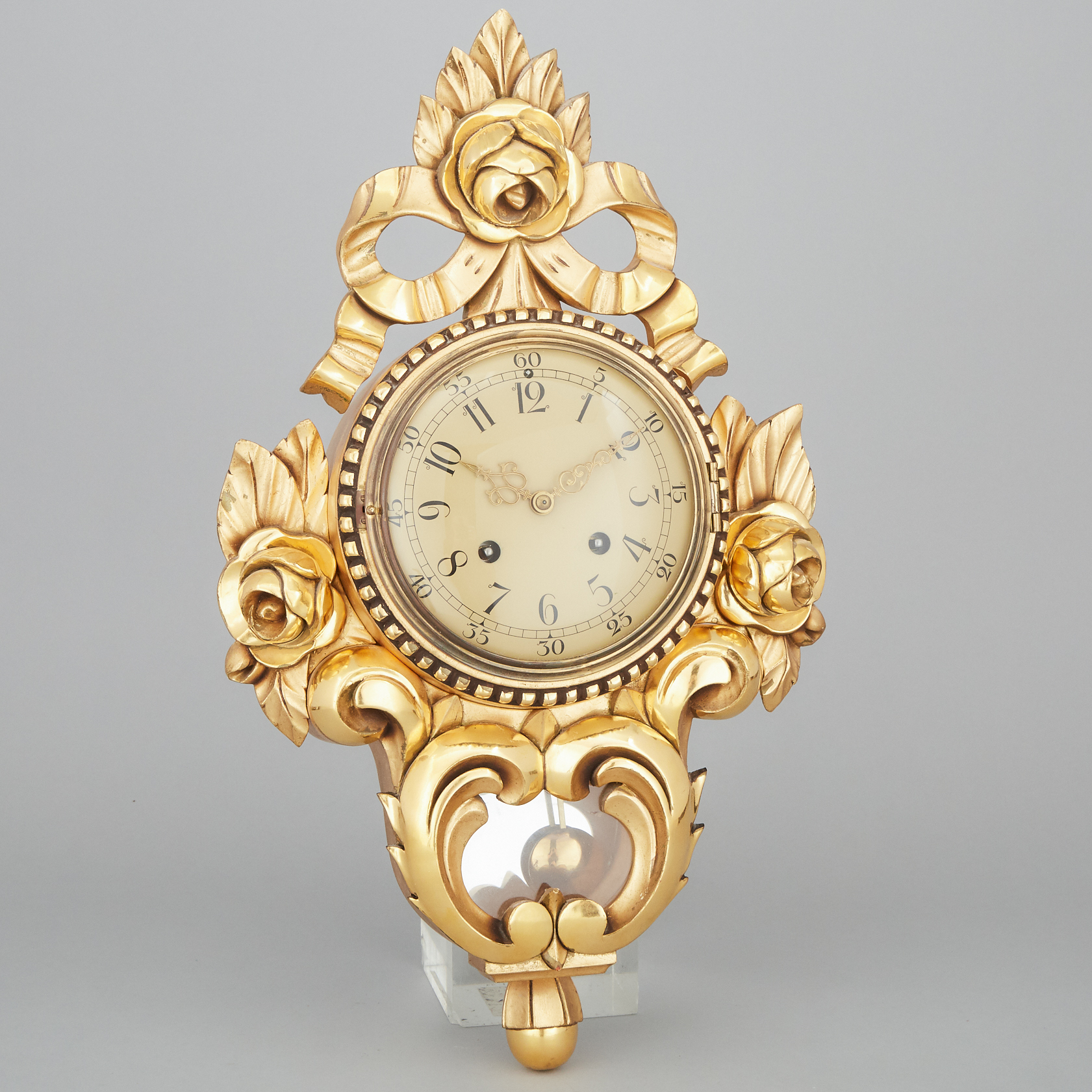 Swedish Giltwood Cartel Clock, mid 20th century