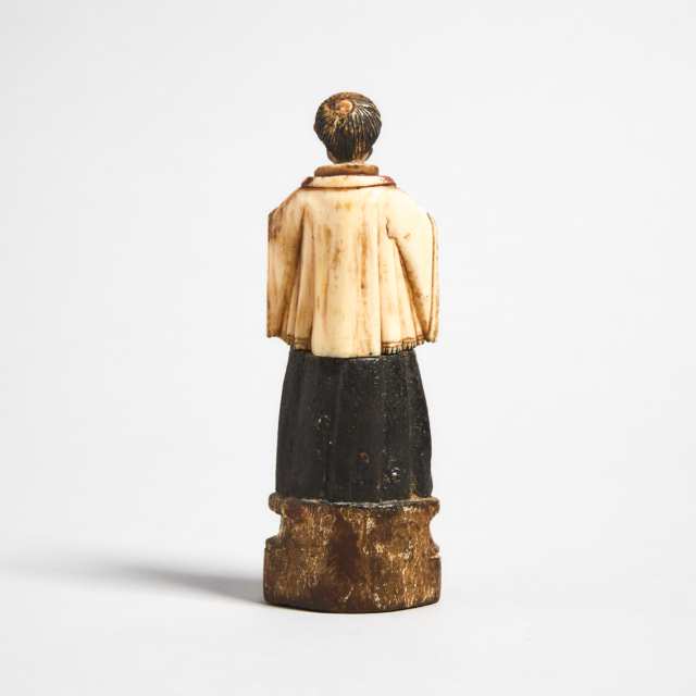 Indo-Portuguese Polychromed Bone and Wood Figure of St. Francis Xavier, Goa, 18th century