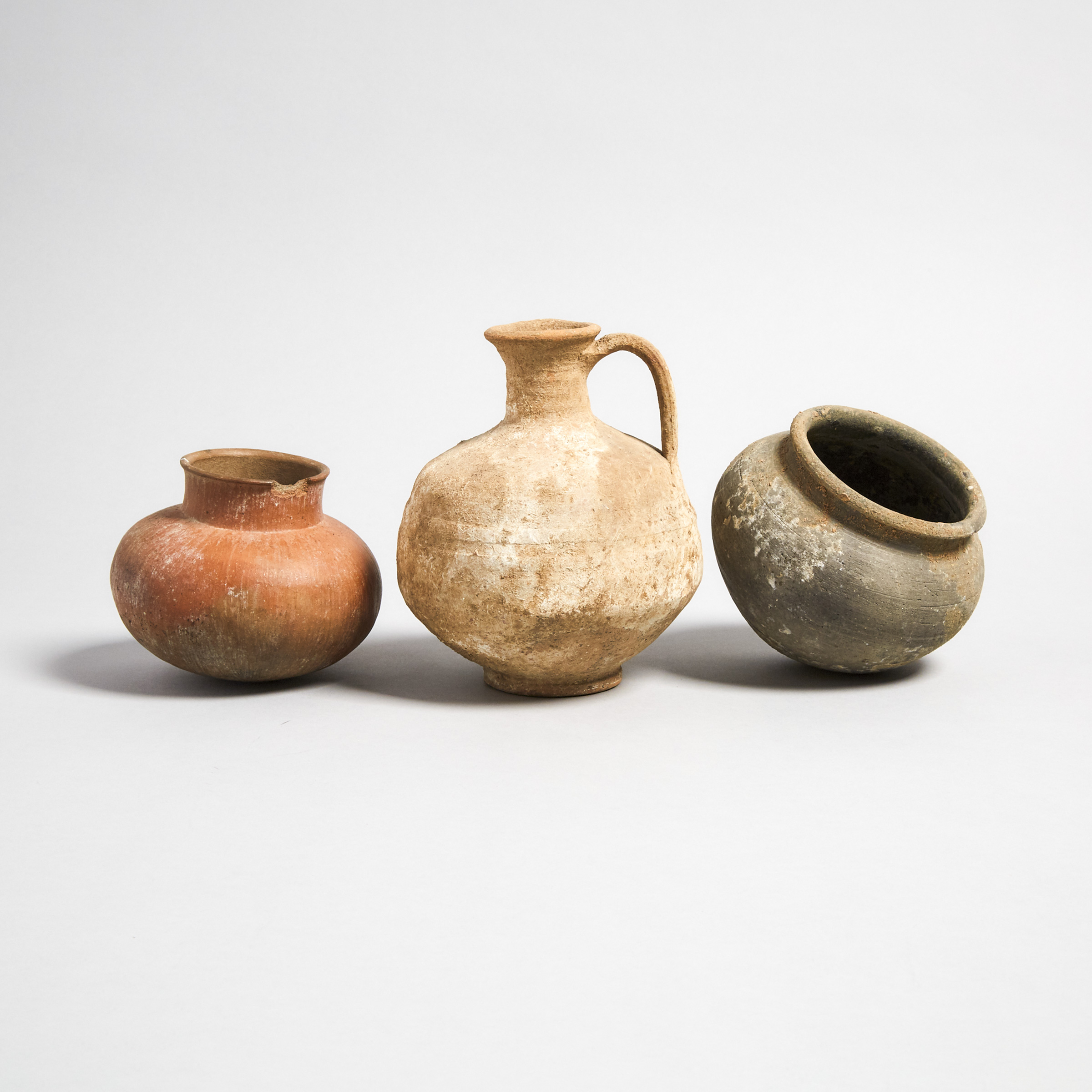 Three Ancient Cultures Pottery Vessels