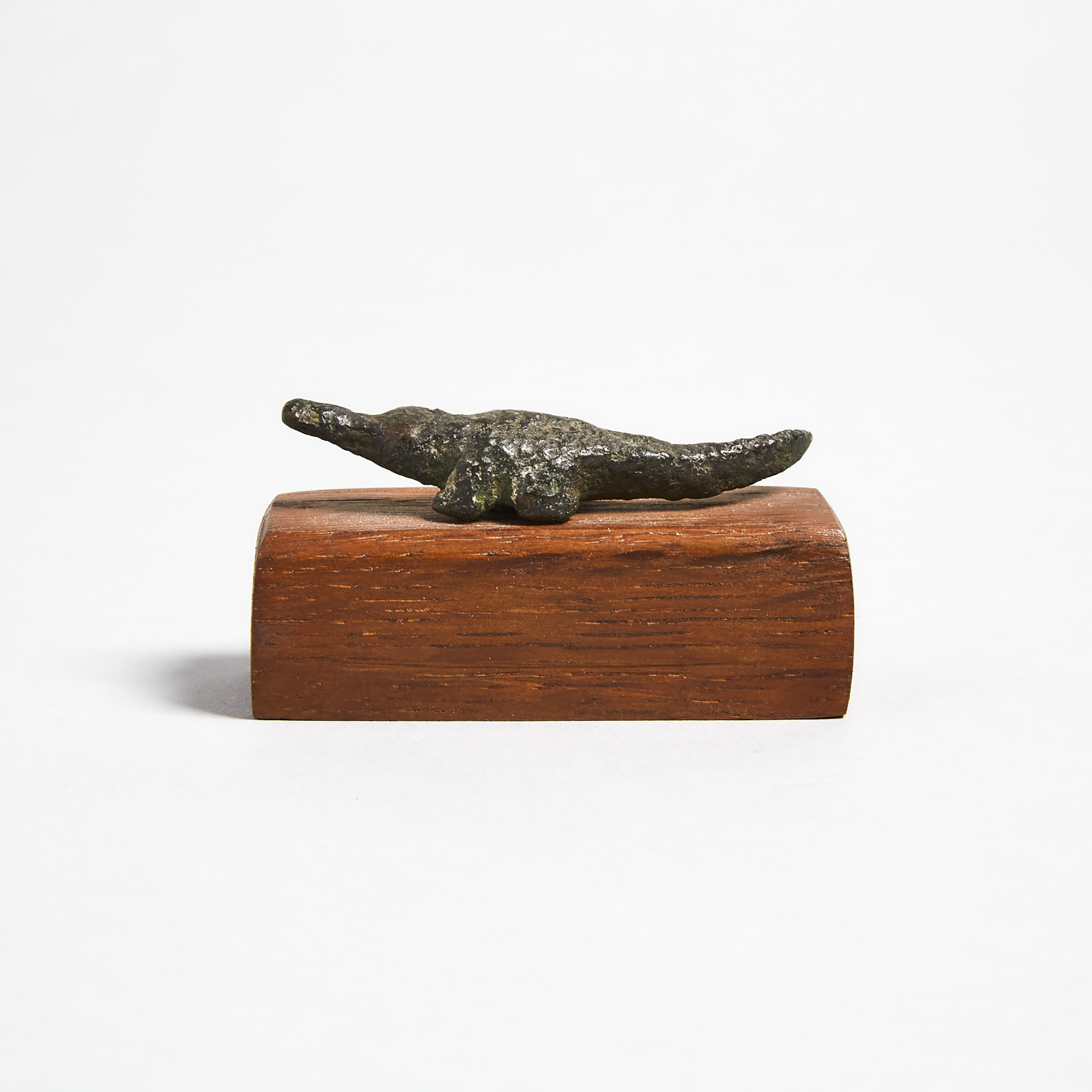Egyptian Bronze Amulet Mount of Sobek as a Crocodile, Late Period, 664-332 B.C.