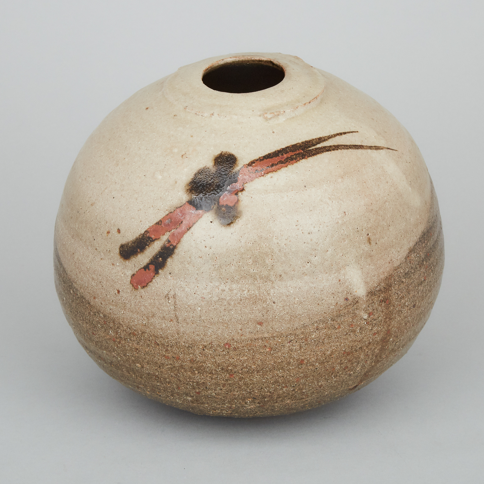 A Mingei Spherical Pottery Vase, Circa 1960