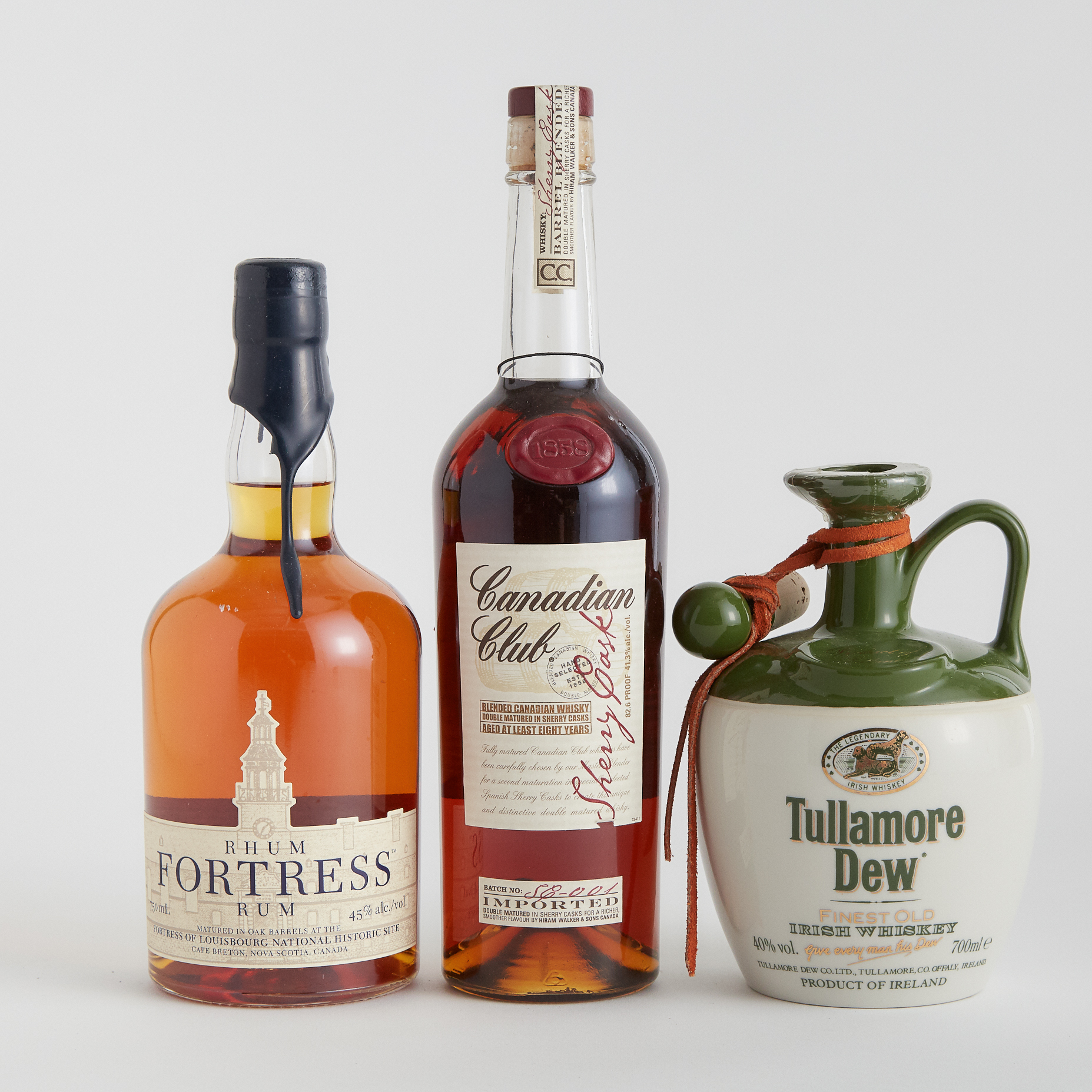 CANADIAN CLUB BLENDED CANADIAN WHISKY 8 YEARS (ONE 750 ML)
FORTRESS RUM NAS (ONE 750 ML)
TULLAMORE DEW IRISH WHISKEY NAS (ONE 700 ML)