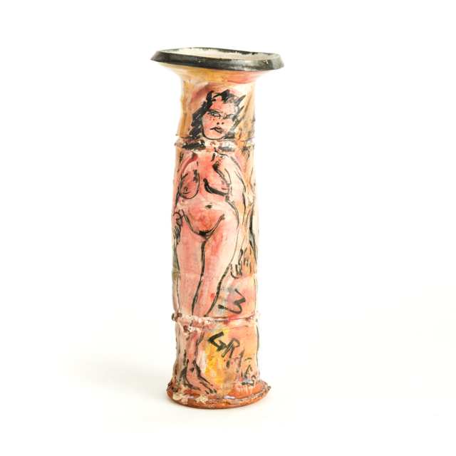 Ron Meyers (American, b.1934), Earthenware Vase with Three Nude Figures, c.2005