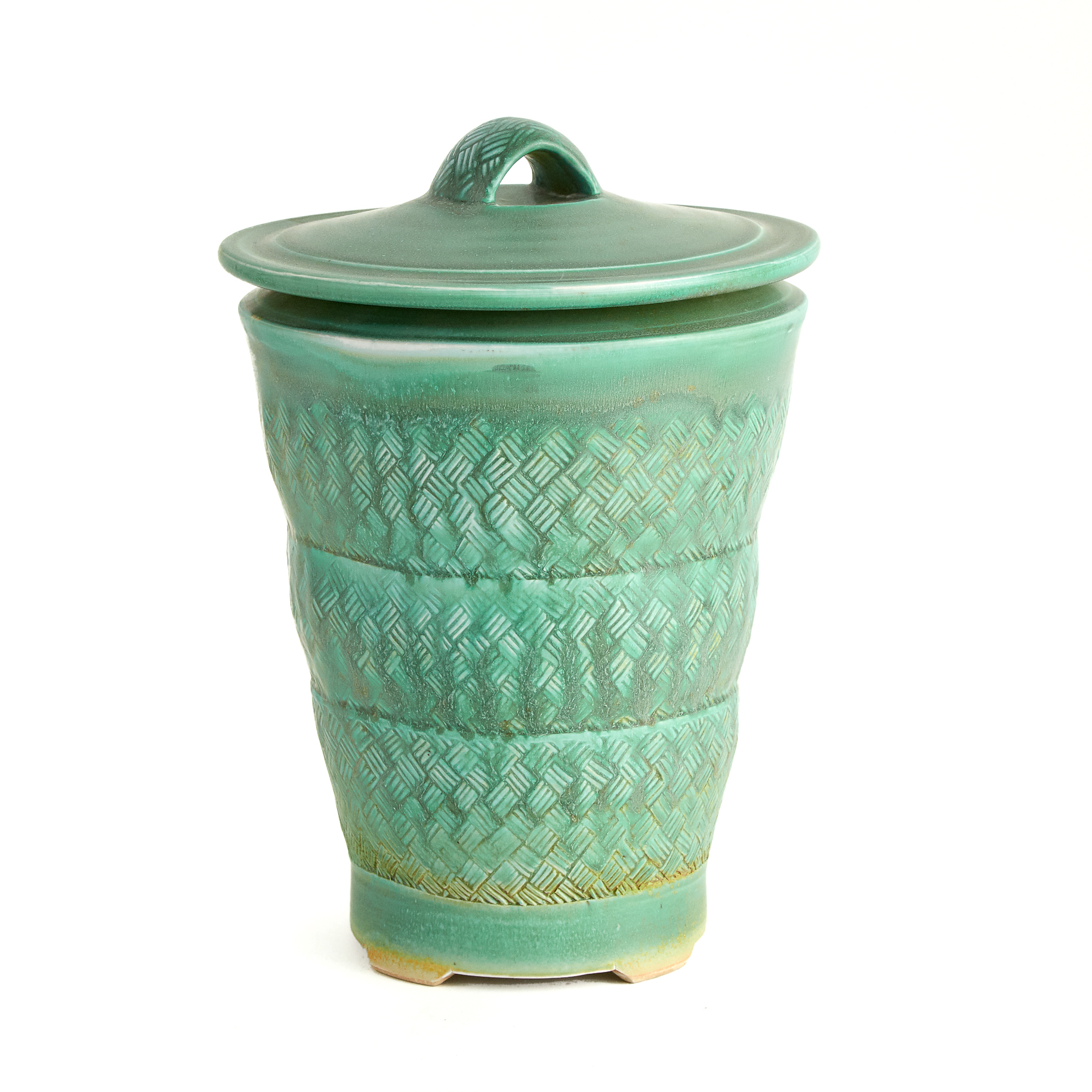 Bruce Cochrane (Canadian, b.1953), Green Glazed Stoneware Covered Jar, c.2008
