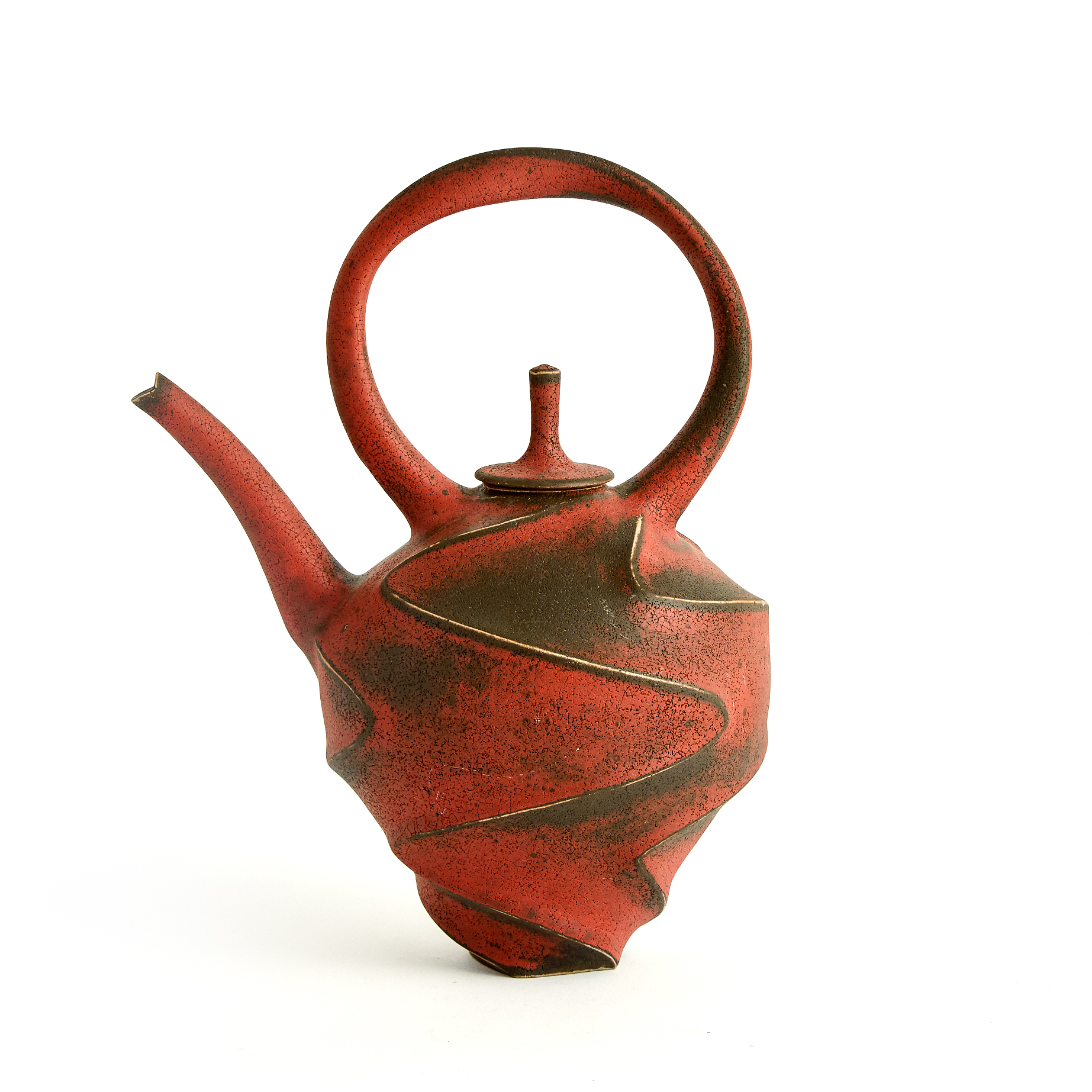 Jim Connell (American, b.1951), Red and Black Stoneware Teapot, 2008