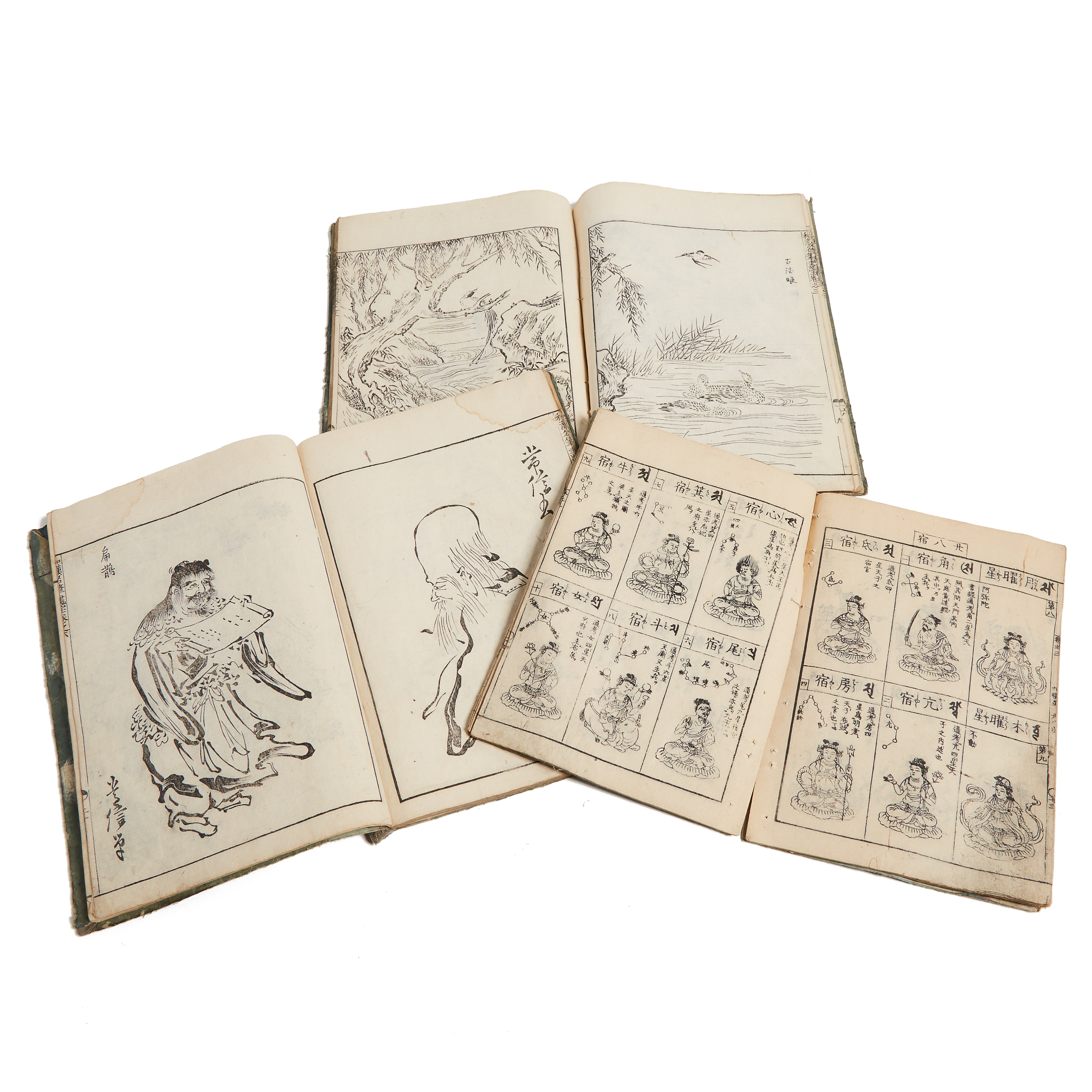 One Volume of Buddhist Figures and Their Attributes, and Volumes Three and Five of Yoshimura Shuzan's Wakan Meihitsu Gaho, 18th Century or Later