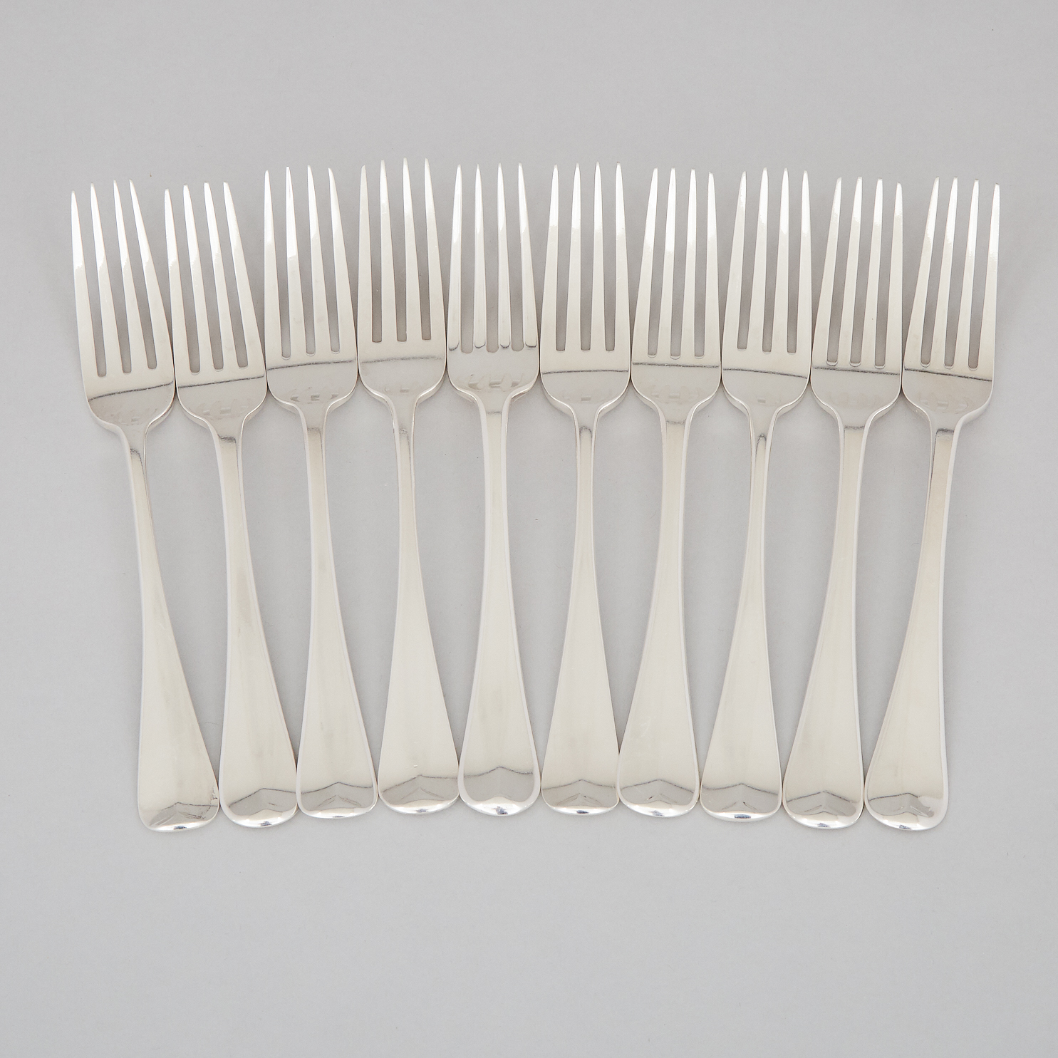 Ten George III Silver Old English Pattern Table Forks, London, 1807-16