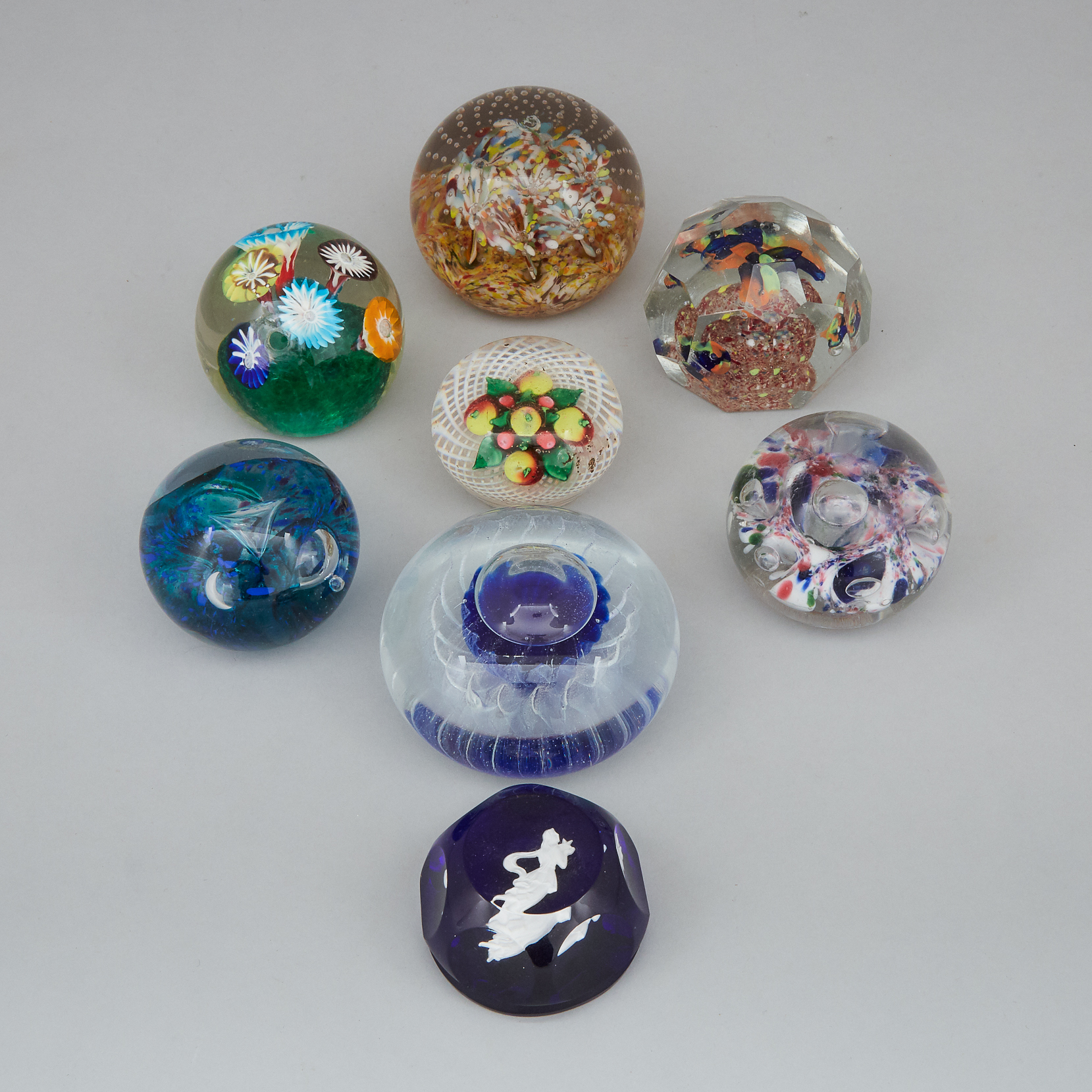 Eight Various Glass Paperweights, mainly 20th century