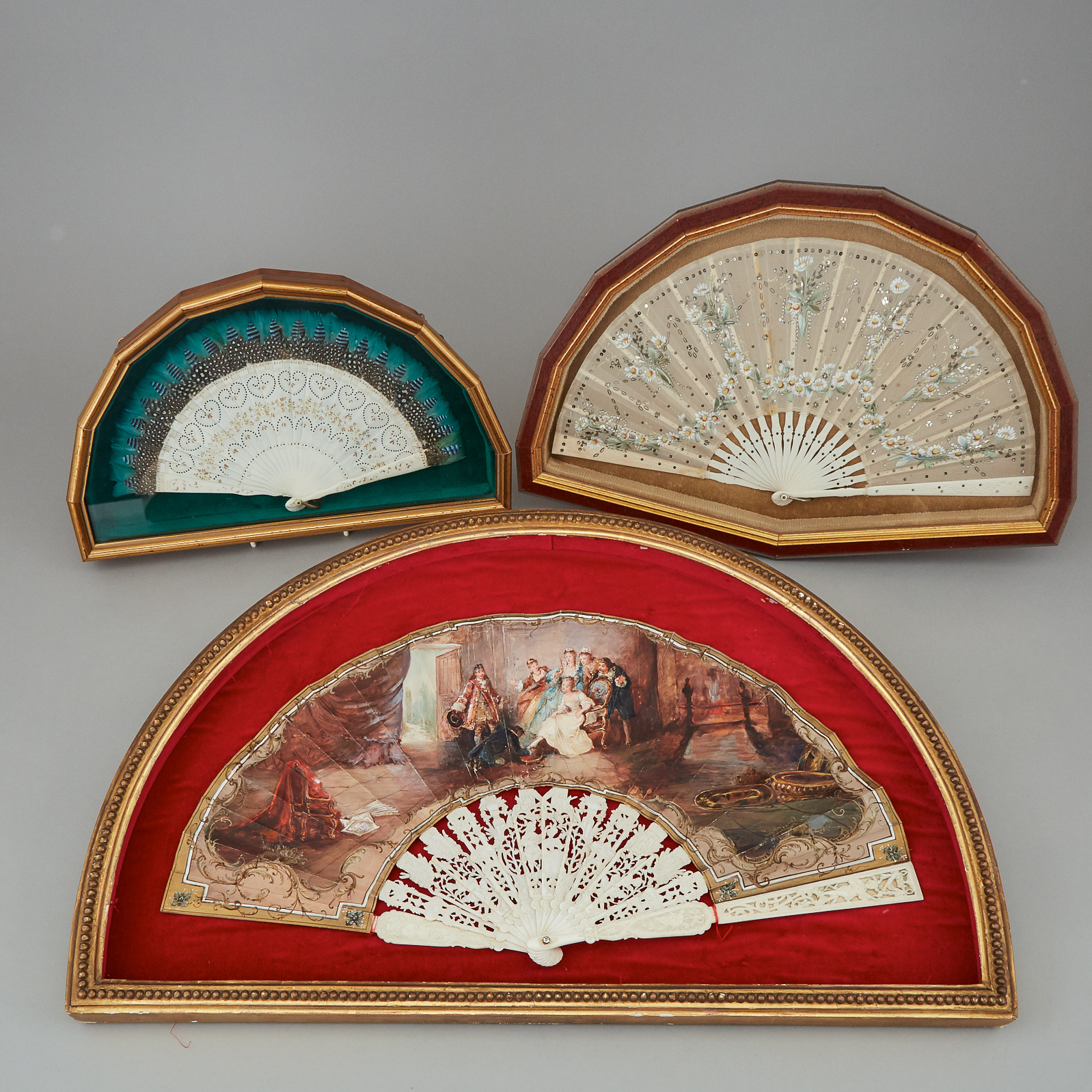 Three Cased French Fans, 19th and early 20th centuries