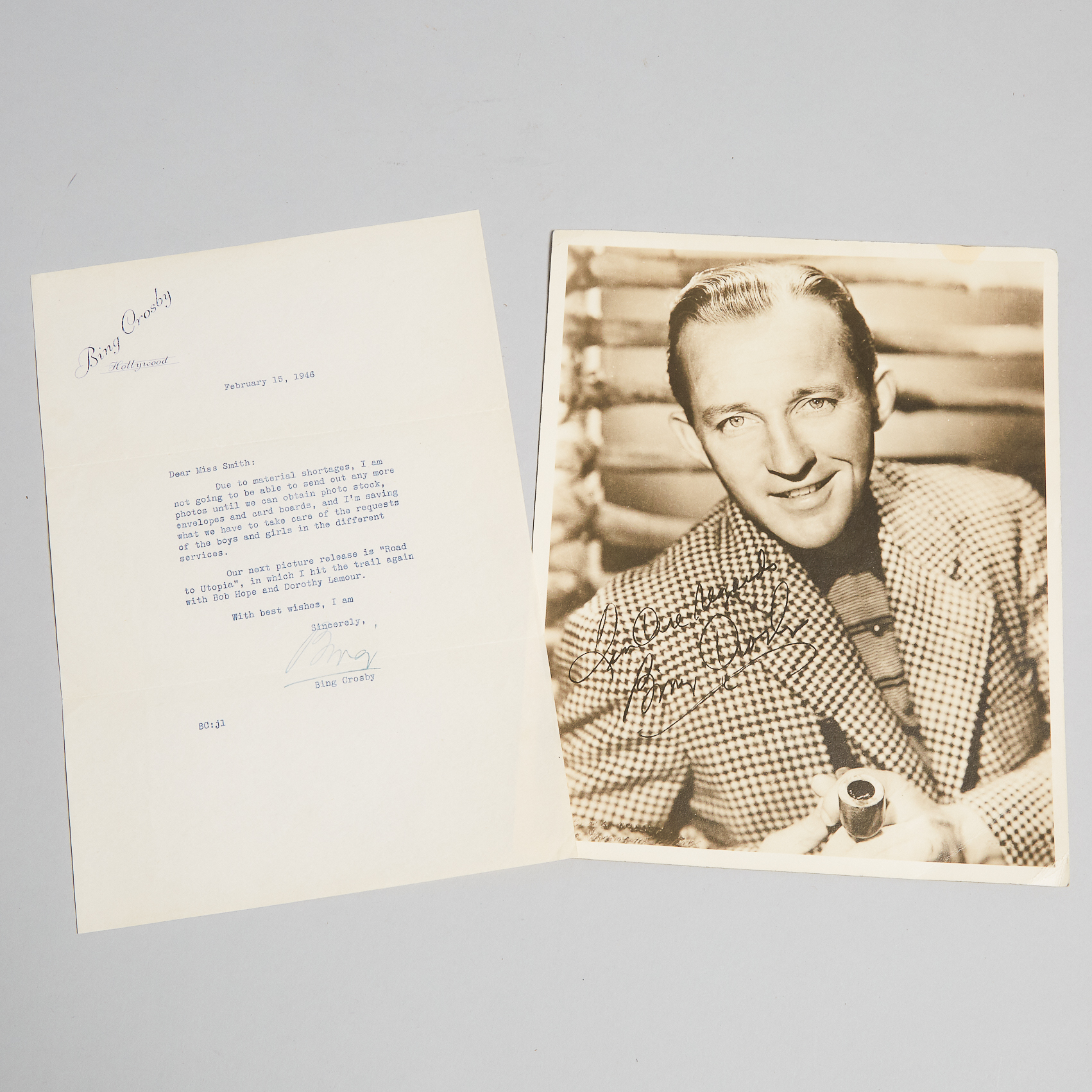 Bing Crosby Autograph Letter, 1946