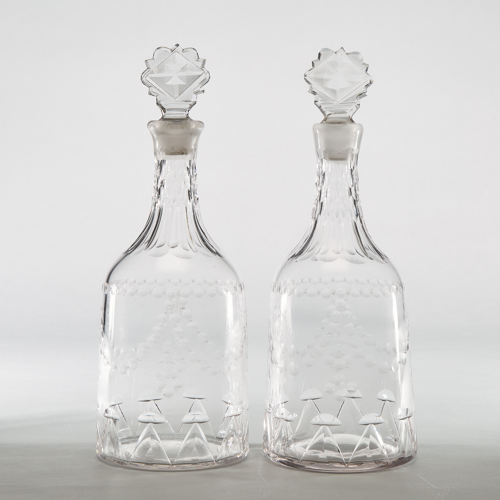 Pair of Anglo-Irish Cut Glass Decanters, c.1800