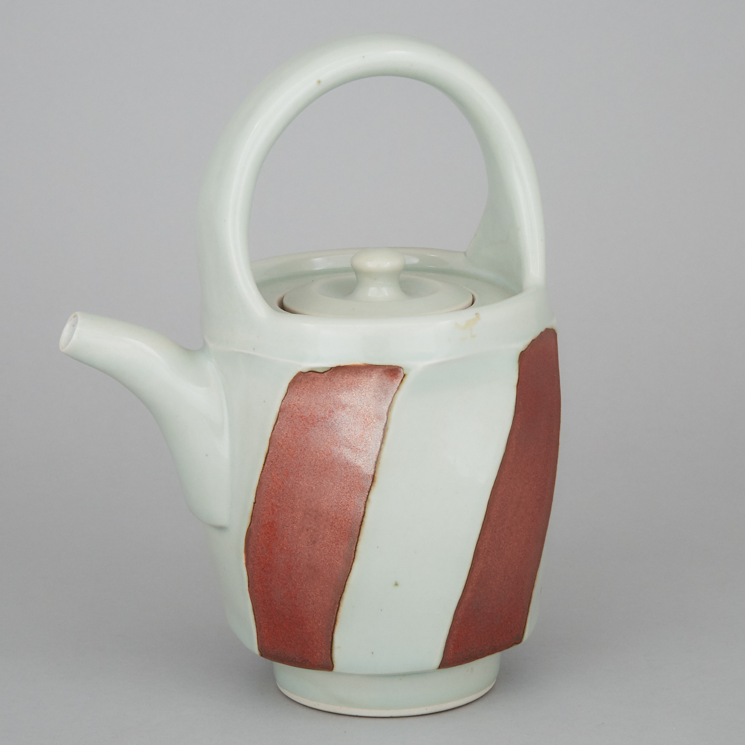 Bruce Cochrane (Canadian, b.1953), Celadon and Oxblood Glazed Teapot, 1980