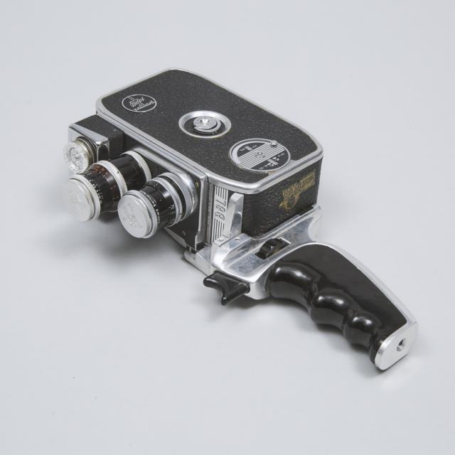 Swiss Bolex Paillard B8L 8mm Movie Camera and Tripod. c.1958