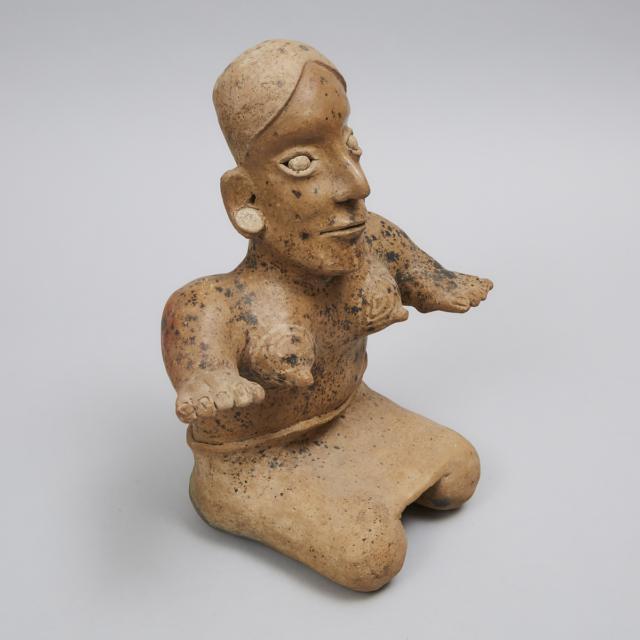 Jalisco Pottery Seated Female Figure, West Mexico, 100 B.C. - 200 A.D.