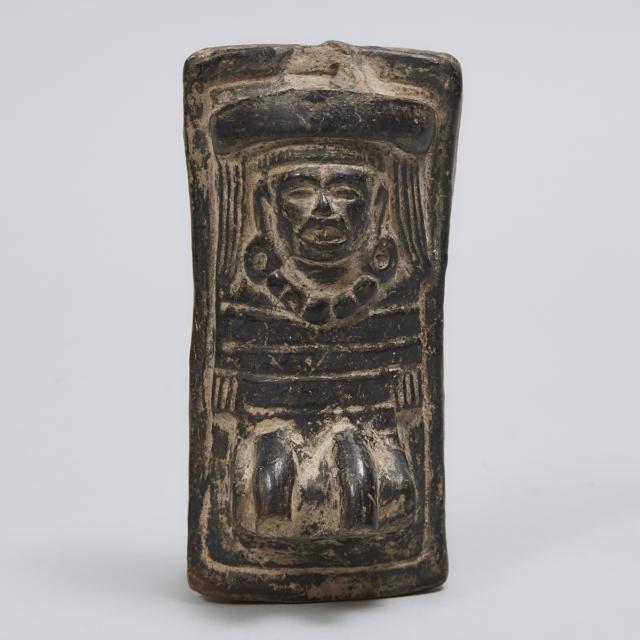 Pre Columbian Blackware Pottery Deathbed Funerary Figure, South Eastern Mexico, 200 B.C. - 200 A.D.
