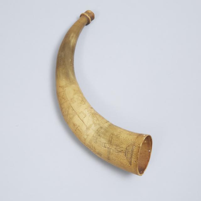 British Army 76th Regiment of Foot Engraved Powder Horn of Sir Henry Wyatt, dated 1 August, 1814