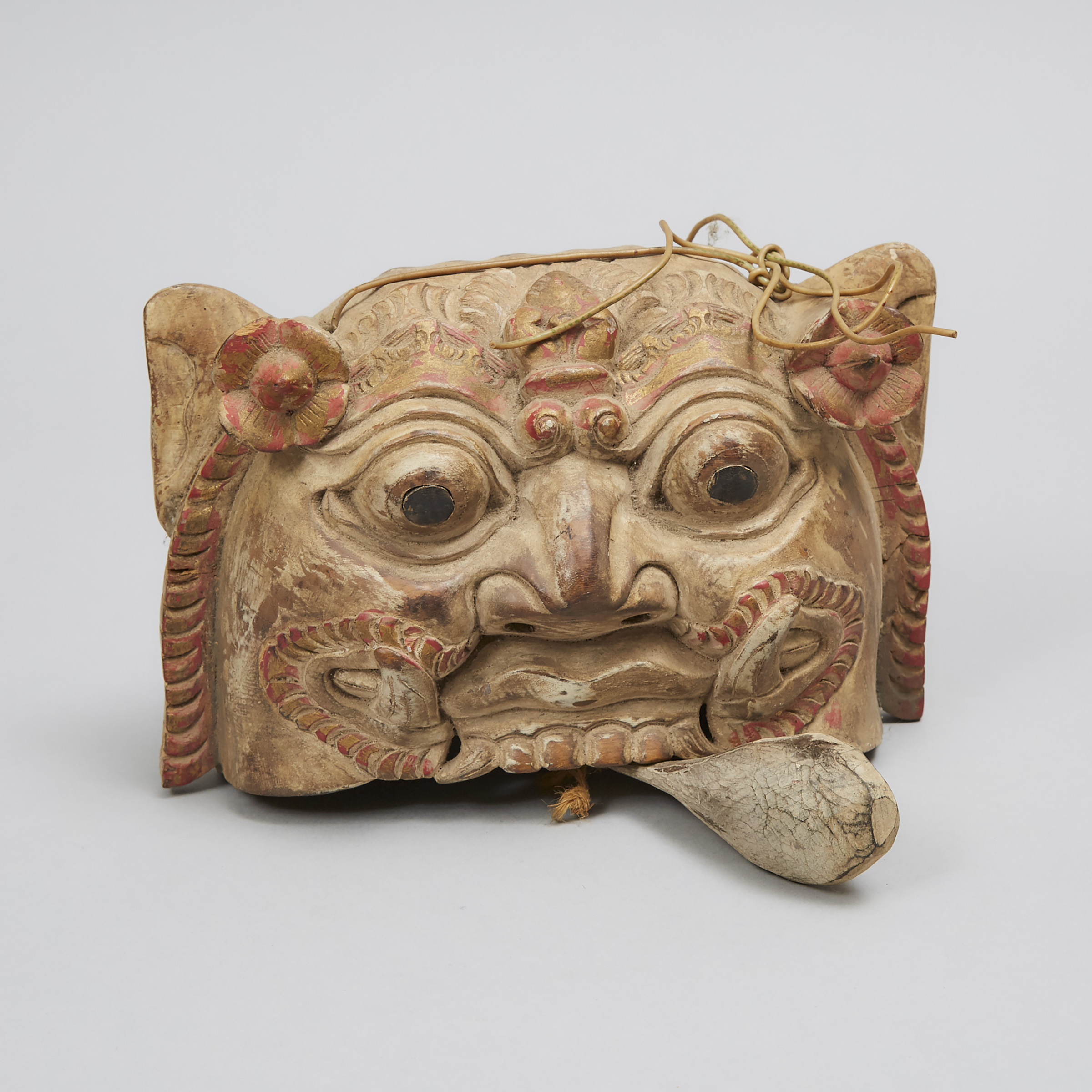 Balinese Carved Wood Mask of Barong Form Bell, 19th/early 20th century