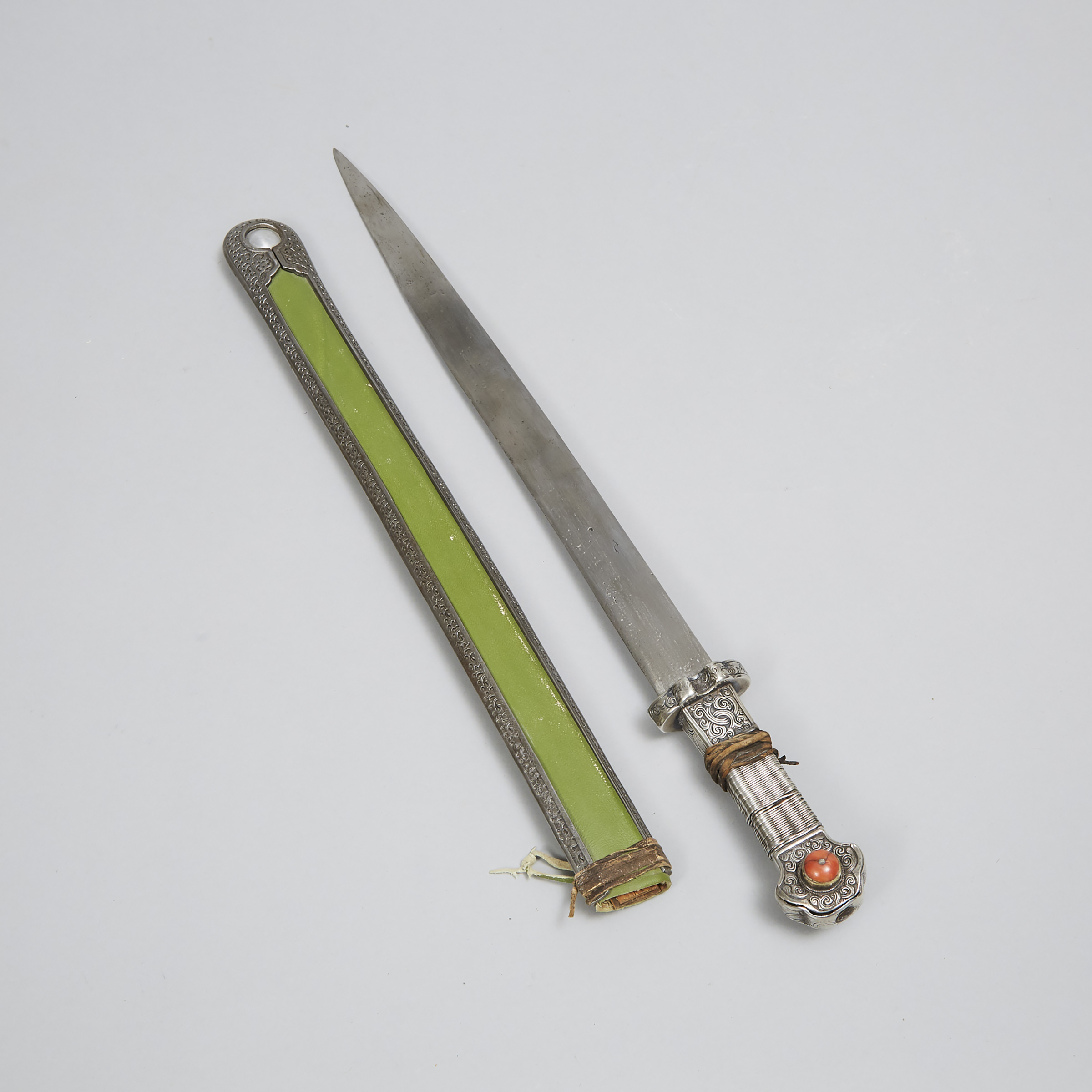 Tibetan Silver Mounted Dpa'dam Short Sword, 19th century