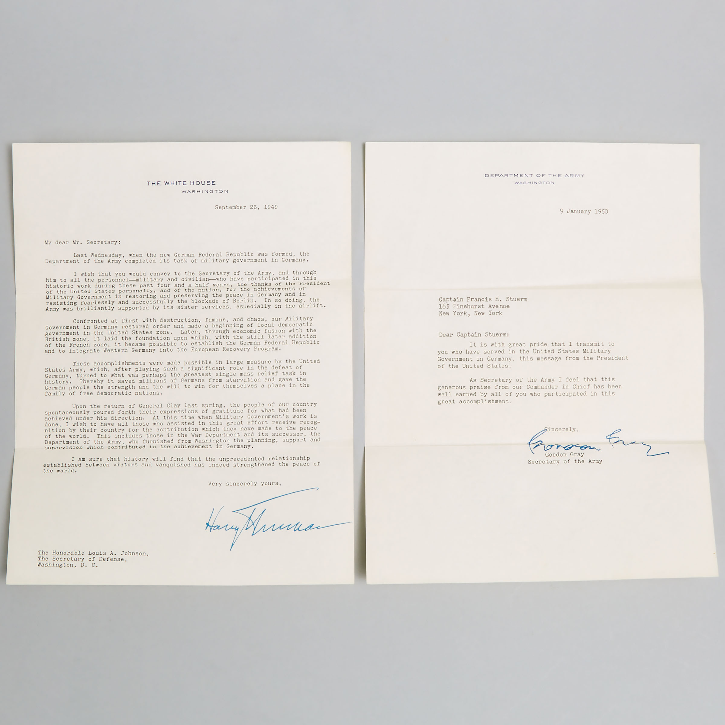 President Harry Truman Autopen Signed Letter, September 26, 1949