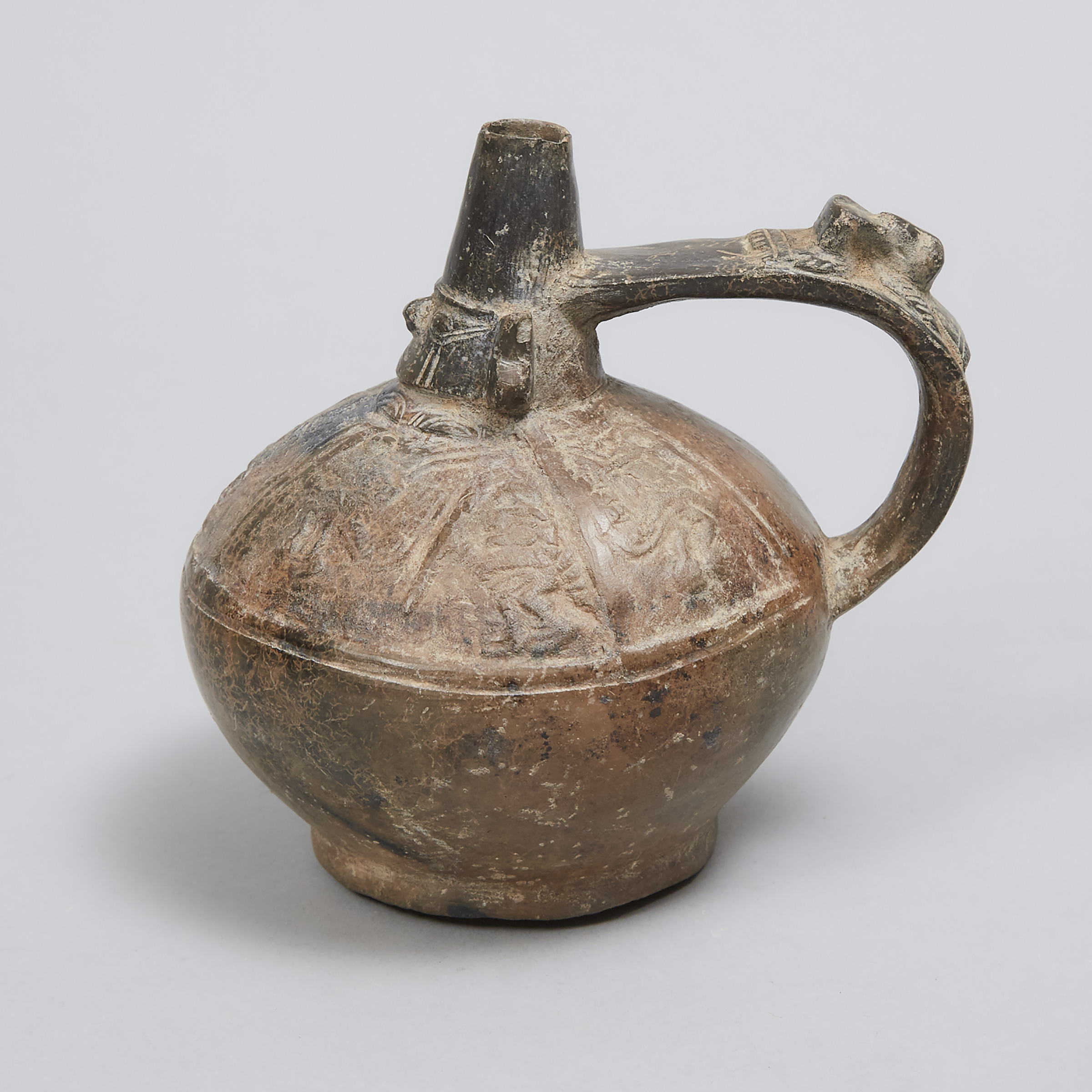 Lambayeque Sicani  Naymlap Form Blackware Pottery Libation Vessel, North Peru, 750 - 1375 A.D.