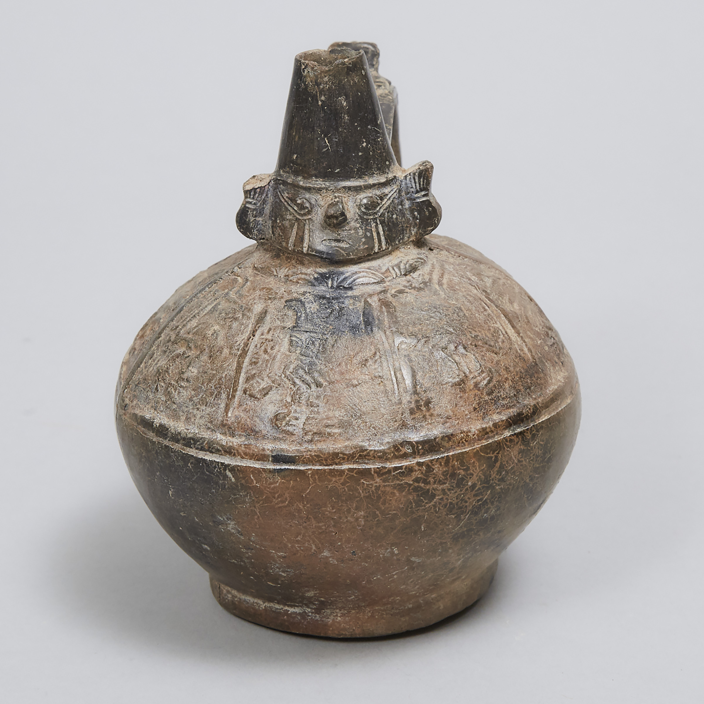 Lambayeque Sicani  Naymlap Form Blackware Pottery Libation Vessel, North Peru, 750 - 1375 A.D.