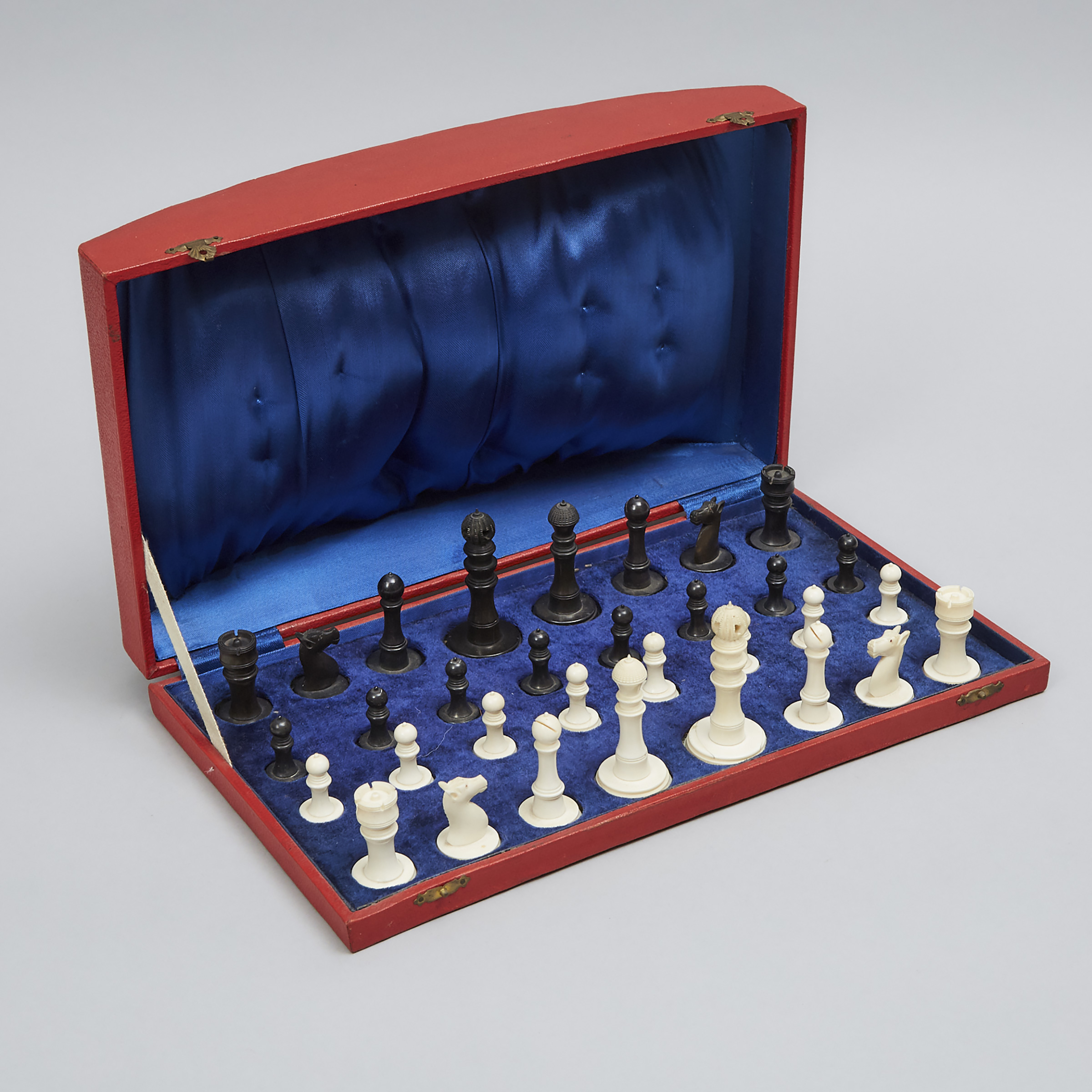 Indian Ivory Chess Set, mid 20th century