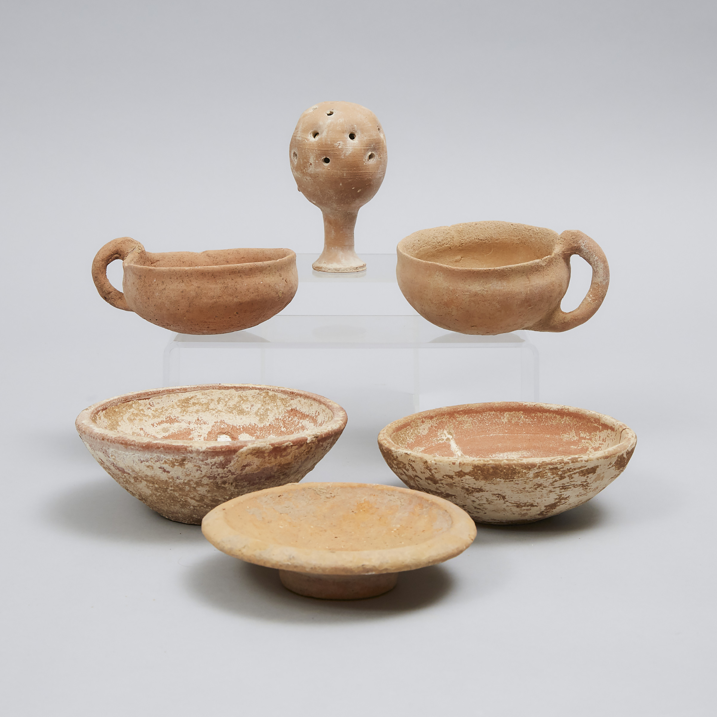 Two Levantine-Holy Land Pottery Bowls, Middle Bronze and Early Iron Ages, 2000-900 B.C.