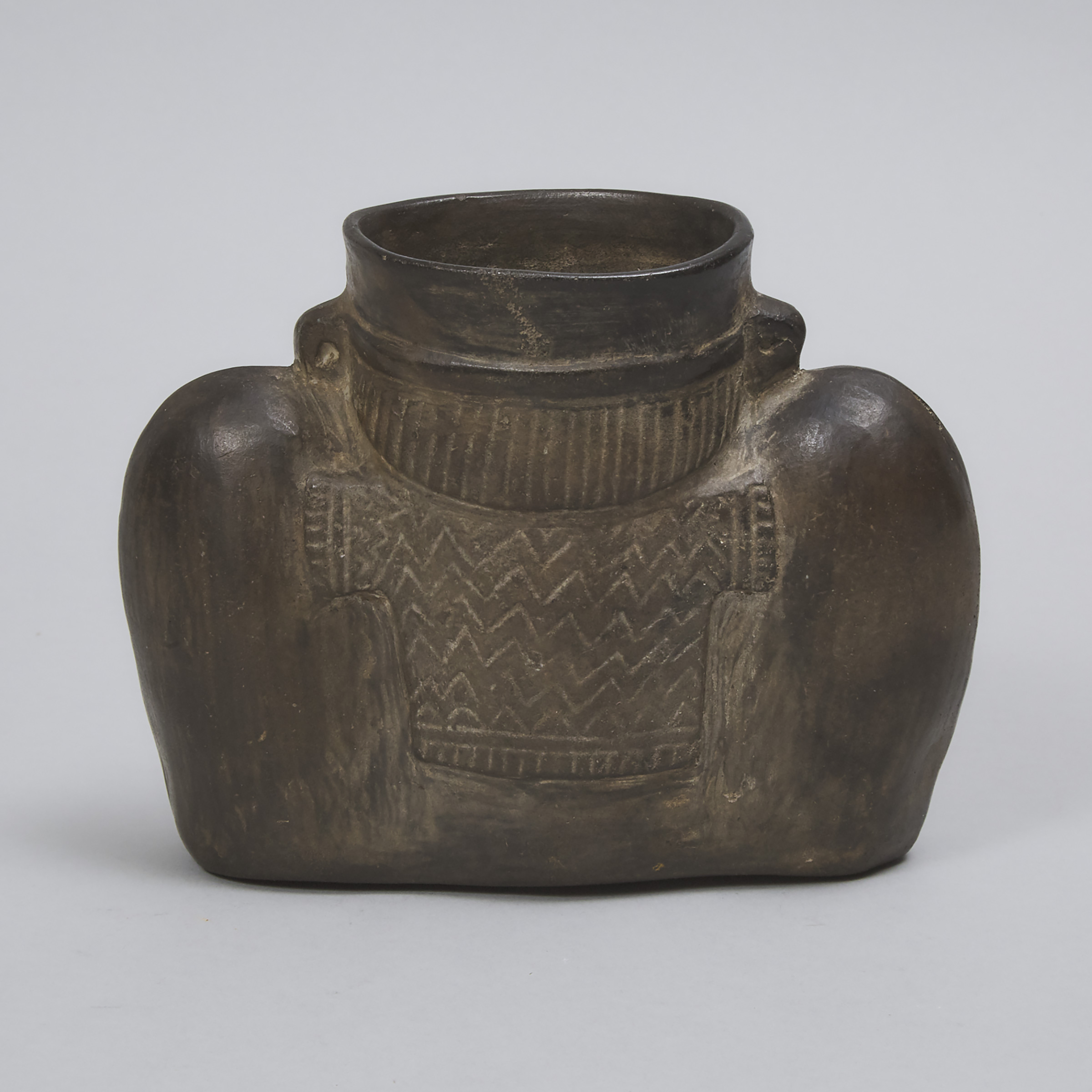 Moche Blackware Effigy Vessel, 800 A.D.