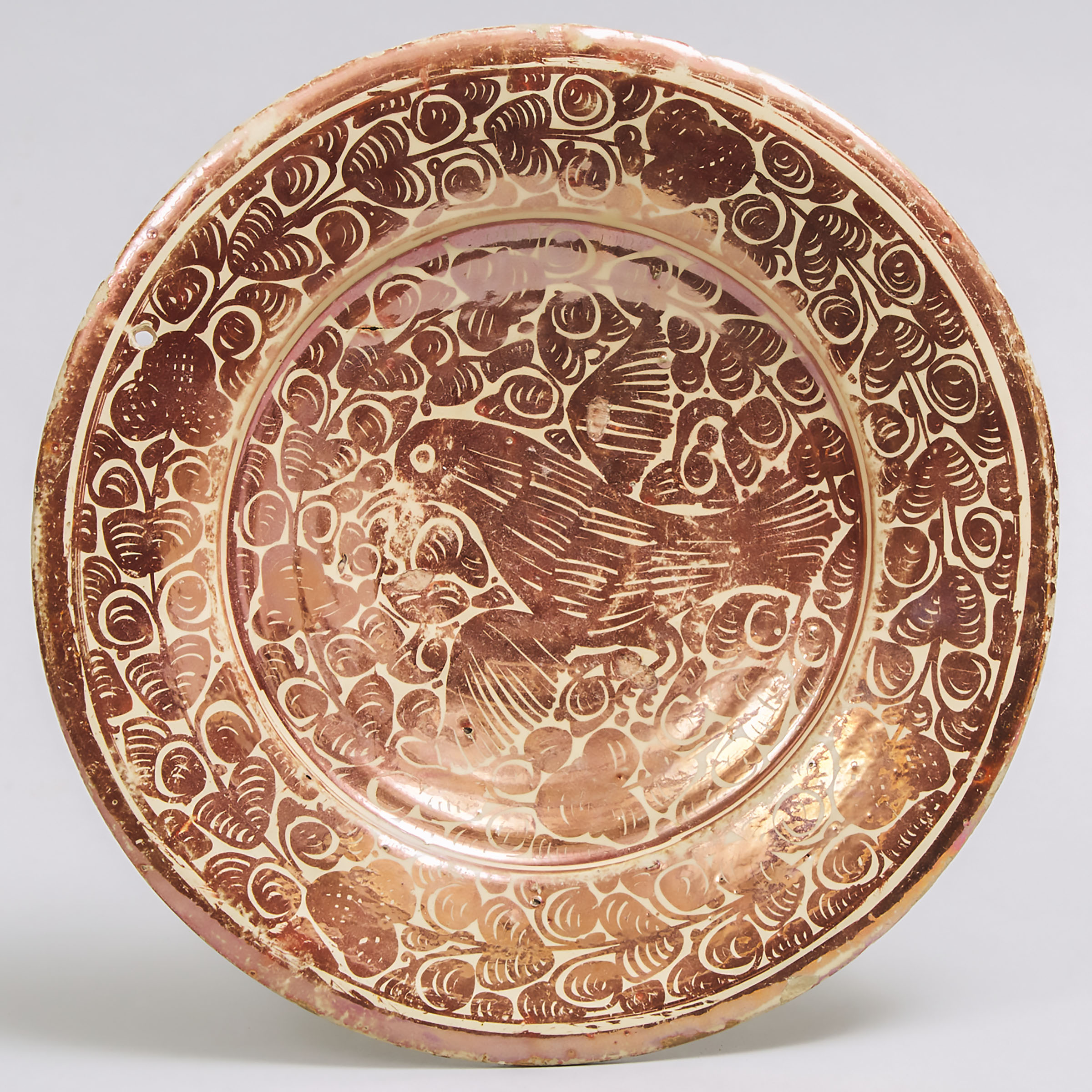 Hispano-Moresque Copper Lustre Pottery Dish, 17th century