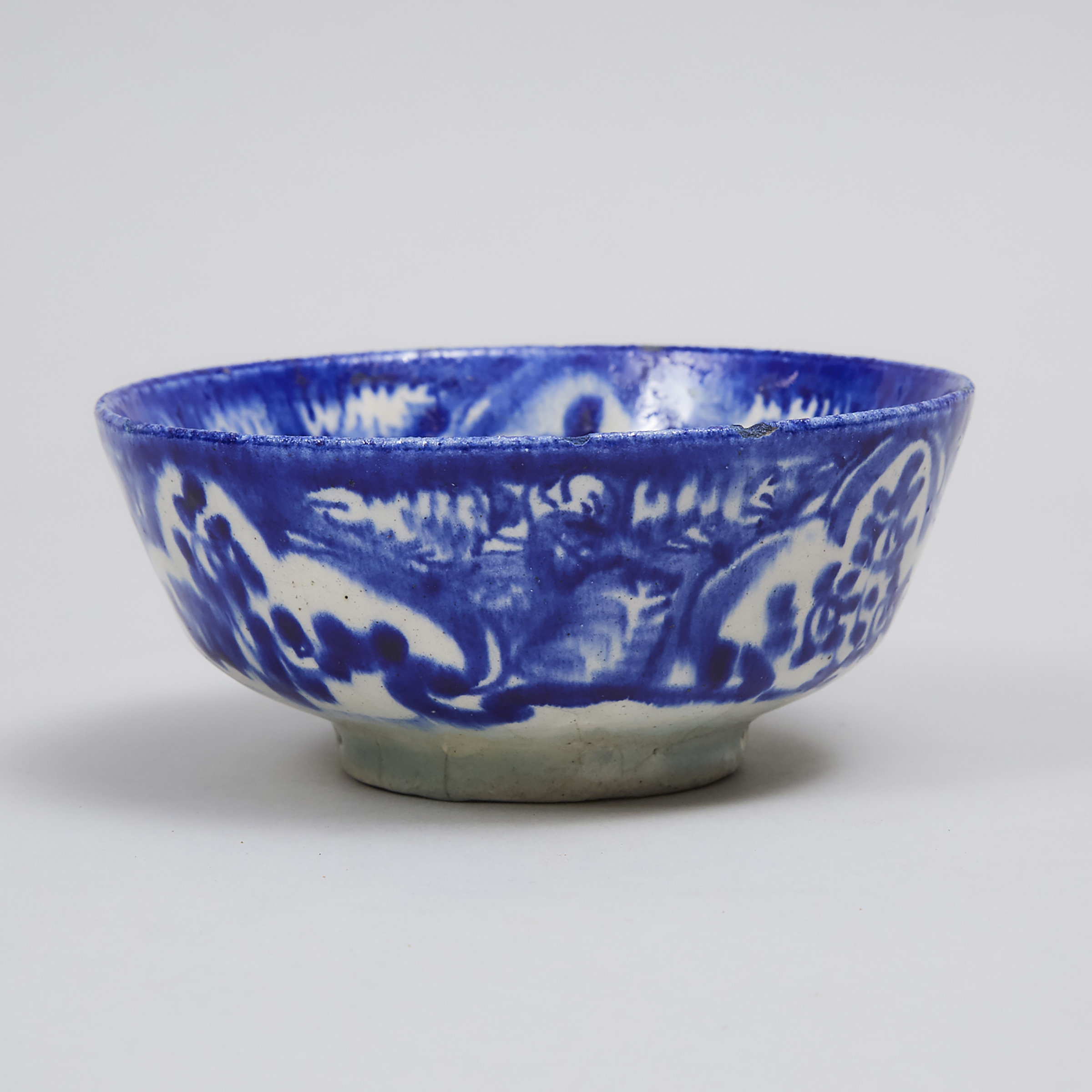 Qajar Blue and White Pottery Bowl, Persia, 18th/19th century
