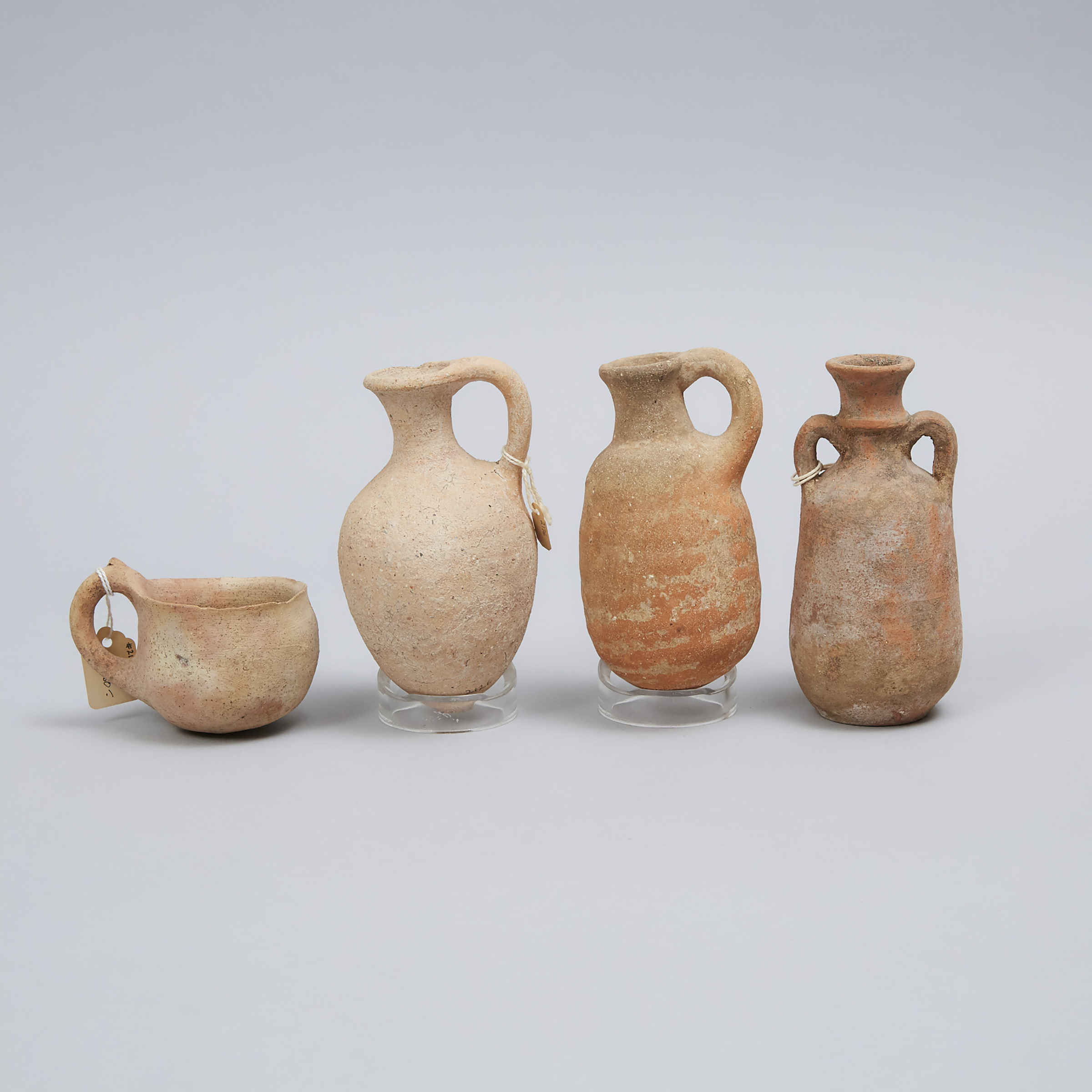 Four Pieces Levantine-Holy Land Pottery, Iron Age to Roman Period, 800 B.C.-100 A.D.