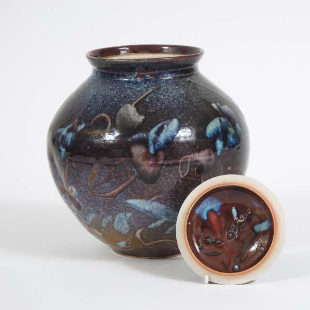 Kayo O'Young (Canadian, b.1950), Blue and Purple Glazed Covered Vase, 1993