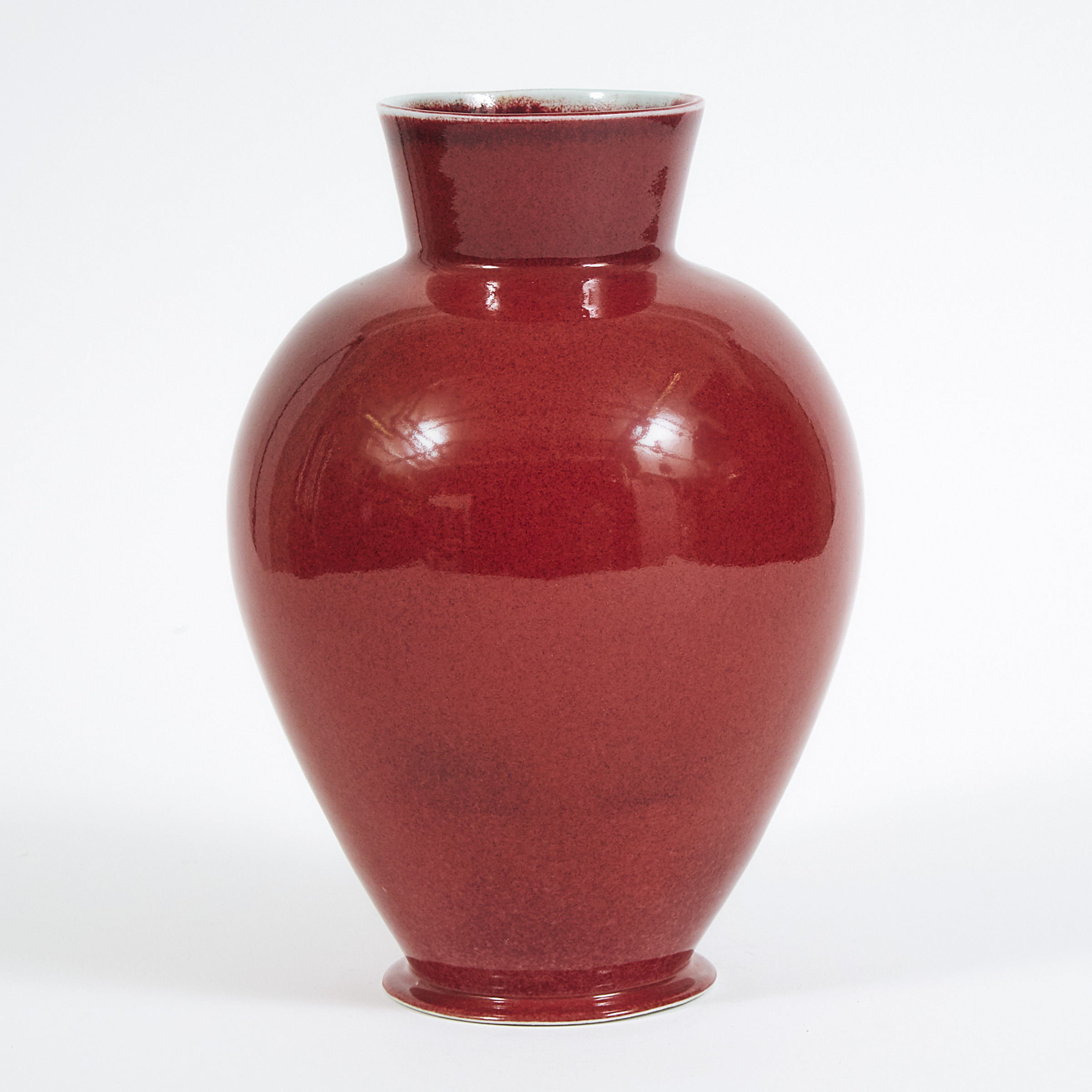Harlan House (Canadian, b.1943), Oxblood and Celadon Glazed Vase, 1989