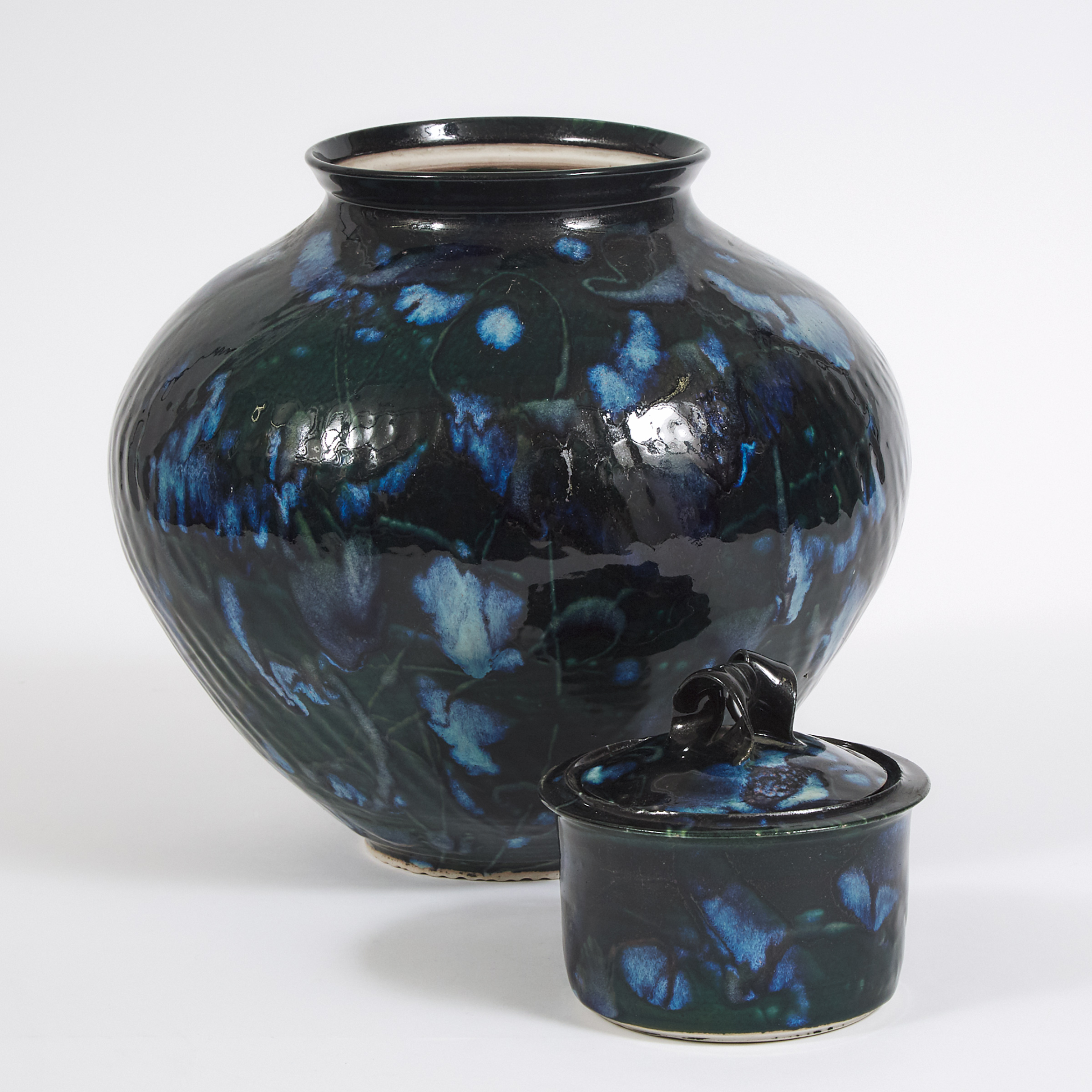 Kayo O'Young (Canadian, b.1950), Blue and Green Glazed Double Covered Vase, 1993