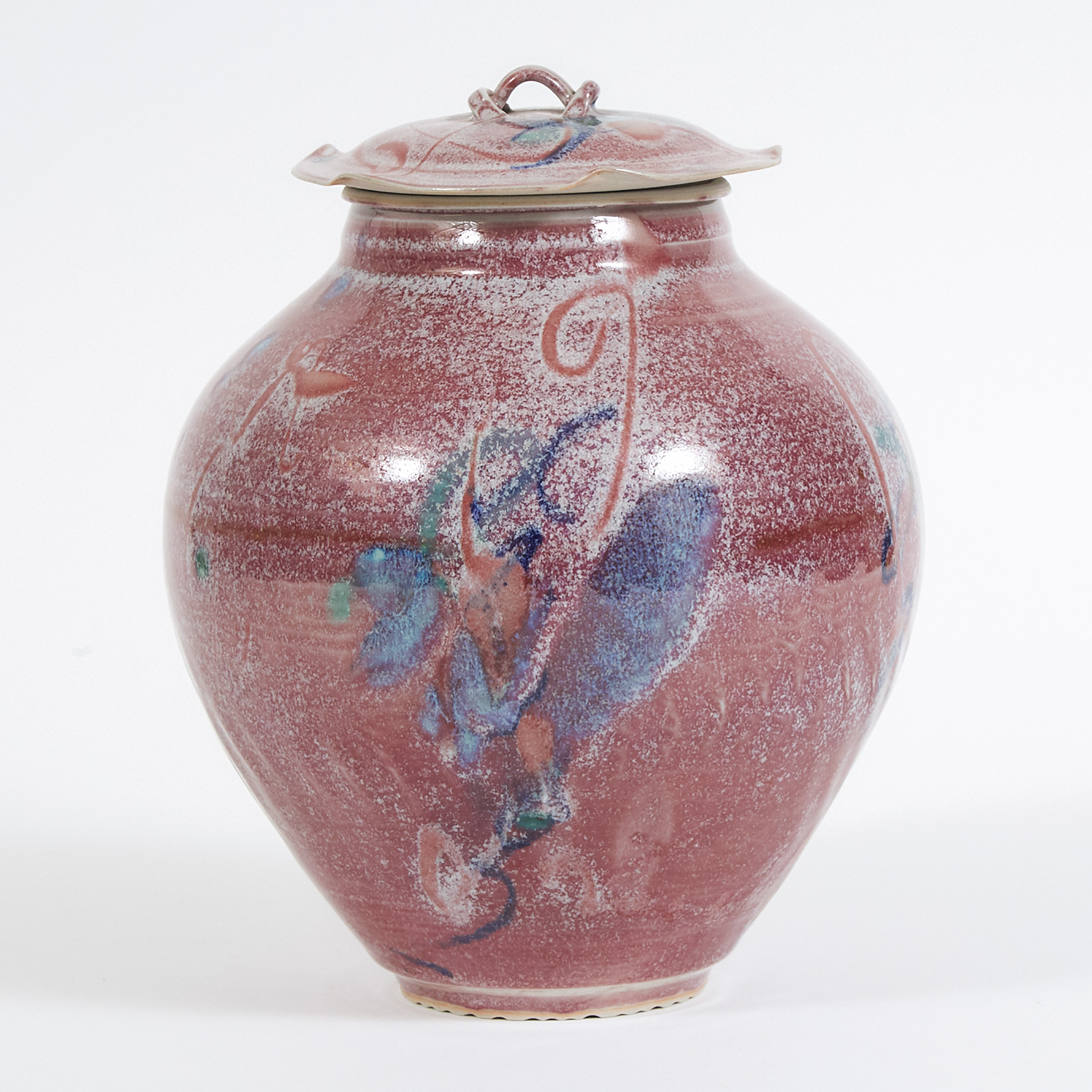 Kayo O'Young (Canadian, b.1950), Rose and Blue Glazed Covered Vase, 1994