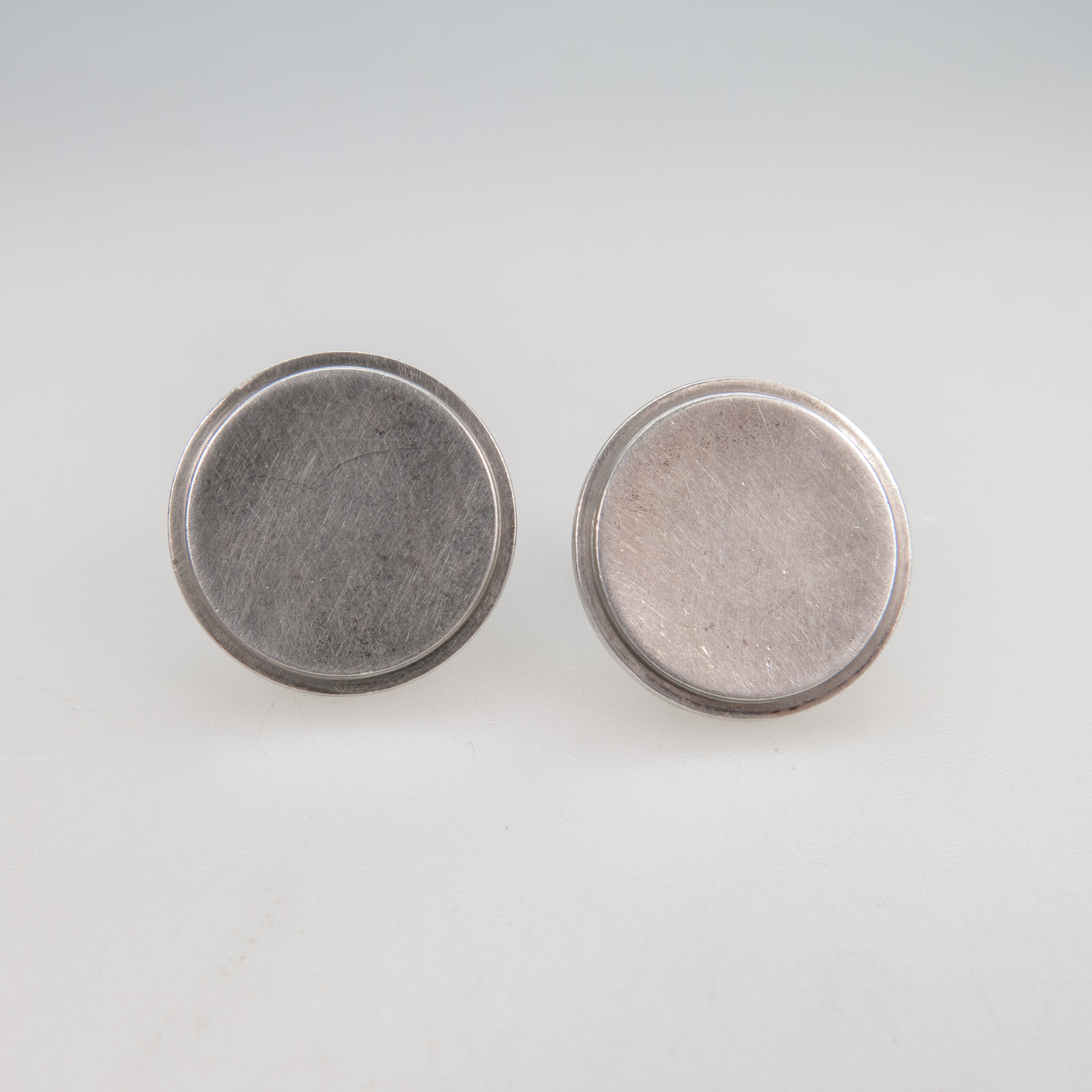 Pair Of Georg Jensen Danish Sterling Silver Screwback Circular Earrings