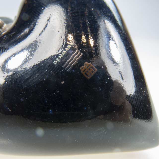 Royal Copenhagen Danish Black Porcelain Heart-Shaped Pendant