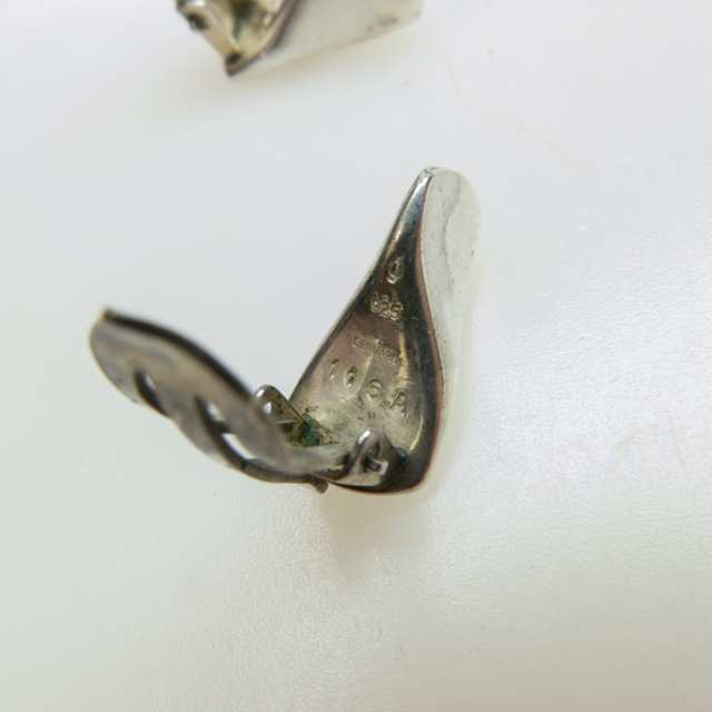Pair Of Georg Jensen Danish Sterling Silver Clip-Back Earrings