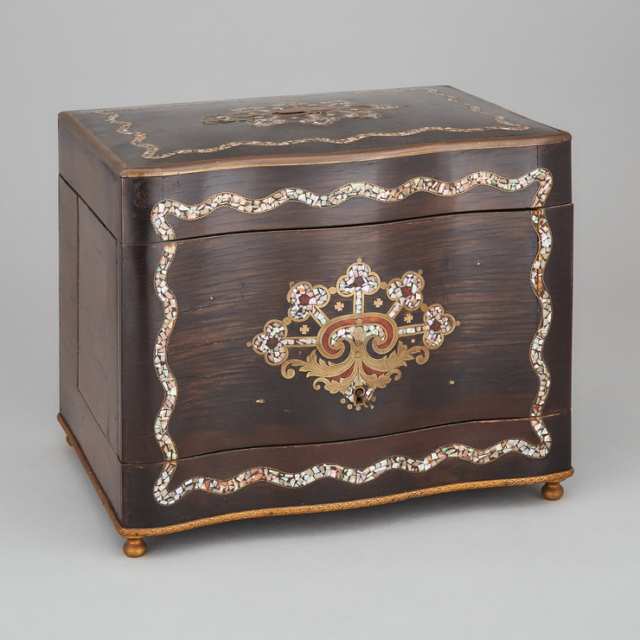 Napoleon III Abalone and Brass Inlaid Rosewood Cave à Liqueur, c.1870