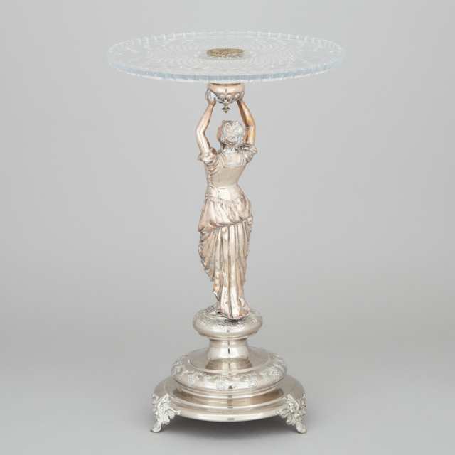 Continental Silver Plated and Cut Glass Figural Centrepiece, late 19th century
