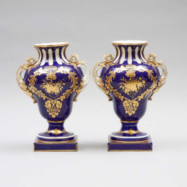 Pair of 'Sèvres' Blue-Ground Vases, late 19th century