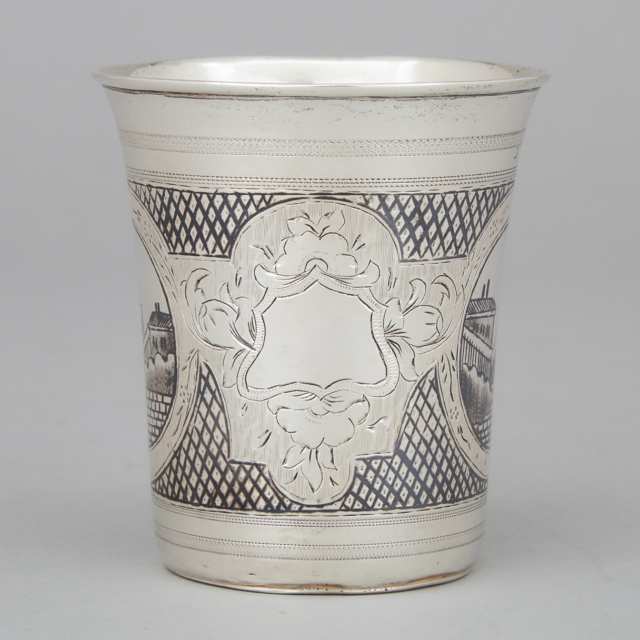 Russian Engraved and Nielloed Silver Beaker, Moscow, 1871