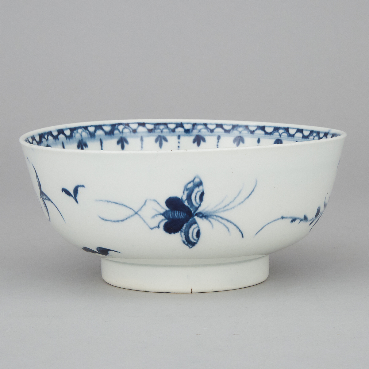 Worcester Blue and White 'Peony' Bowl, c.1765-75
