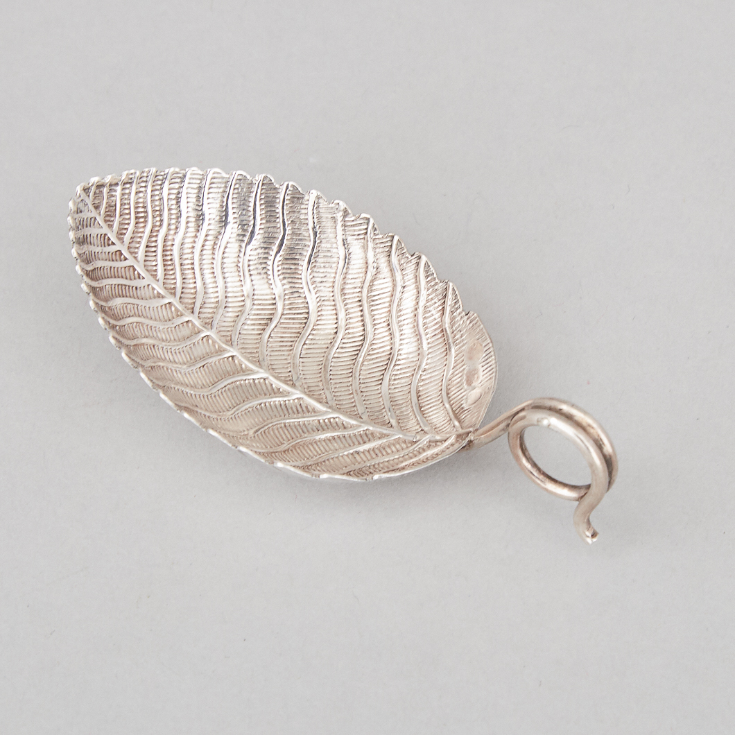 George III Silver Leaf Shaped Caddy Spoon, Elizabeth Morley, London, 1805