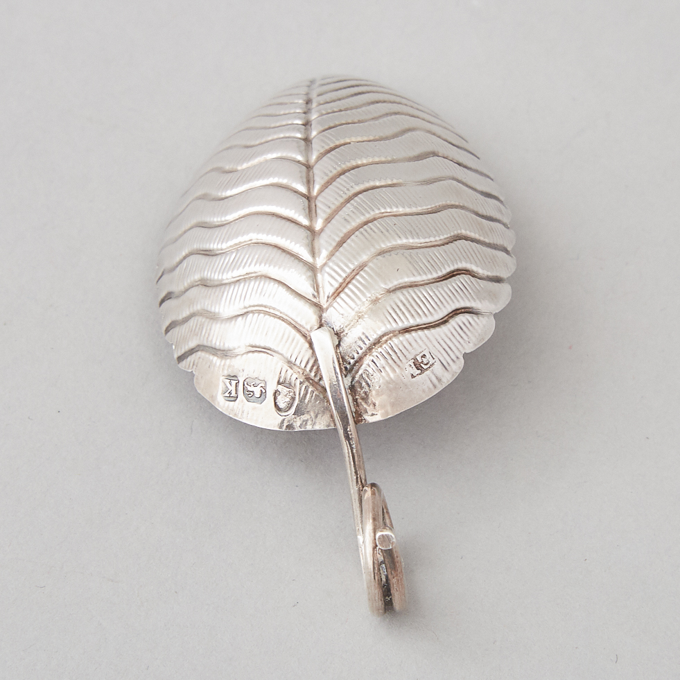 George III Silver Leaf Shaped Caddy Spoon, Elizabeth Morley, London, 1805