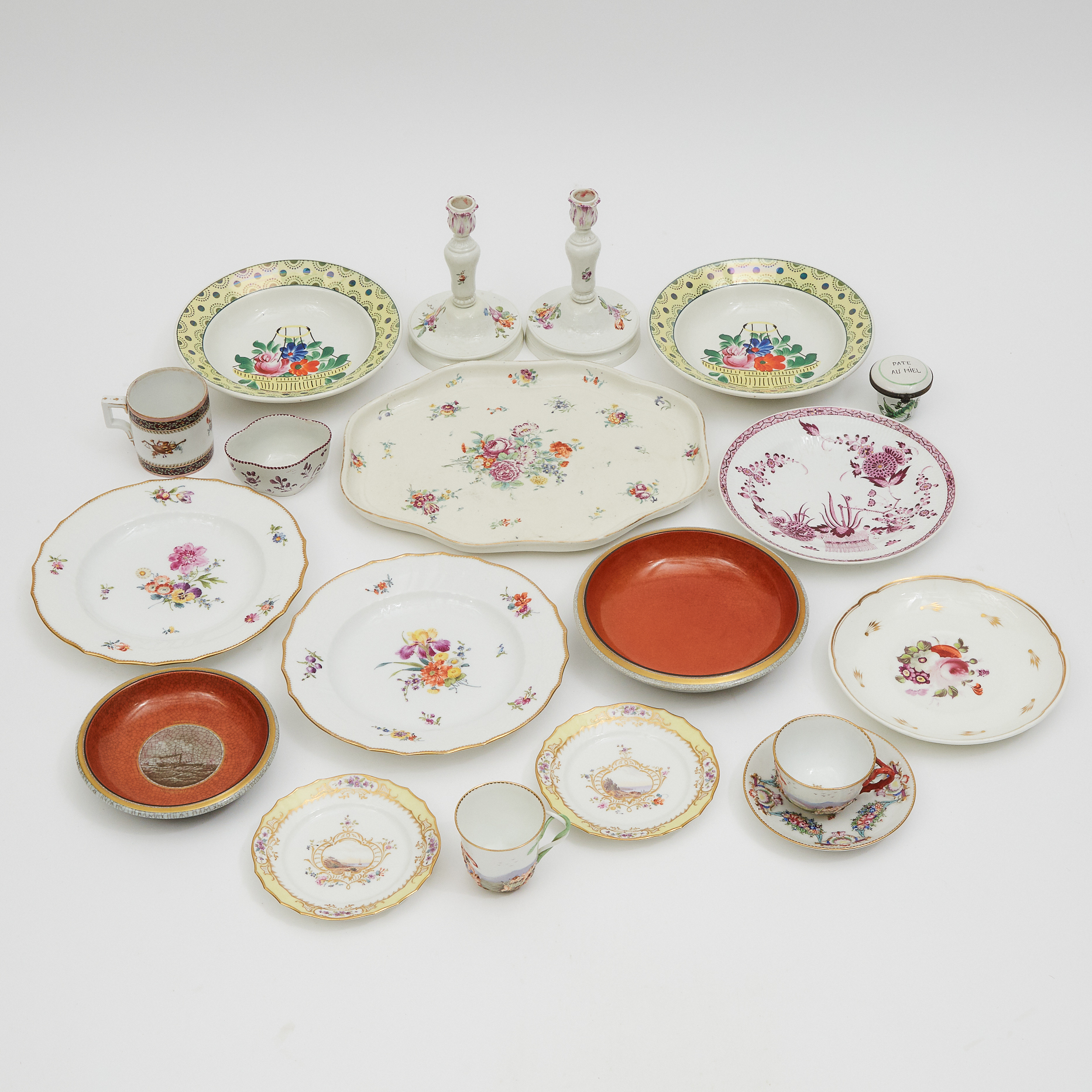 Group of Continental Pottery and Porcelain, mainly 19th century